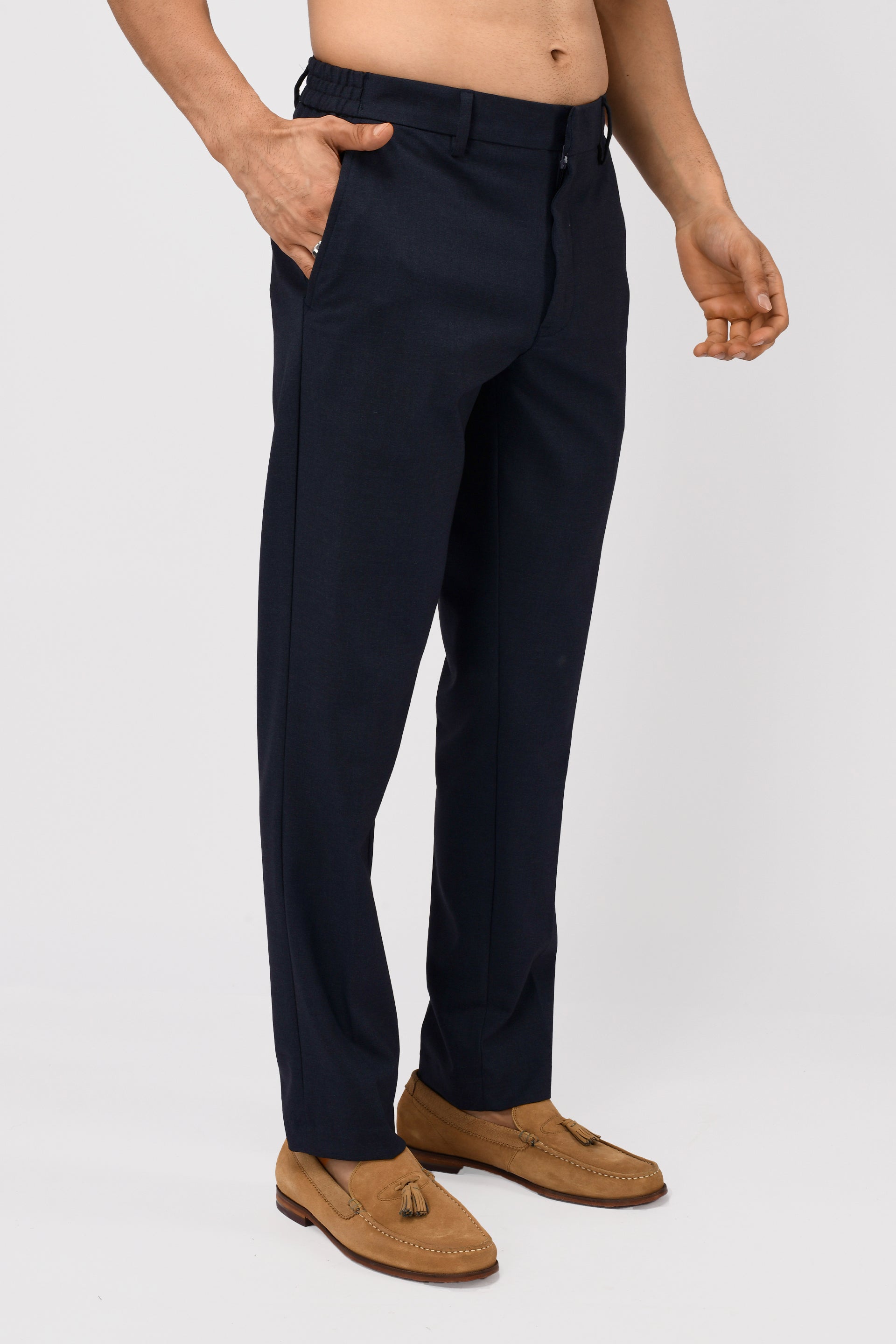 EASY IRON TAILORED TROUSERS IN BLUE