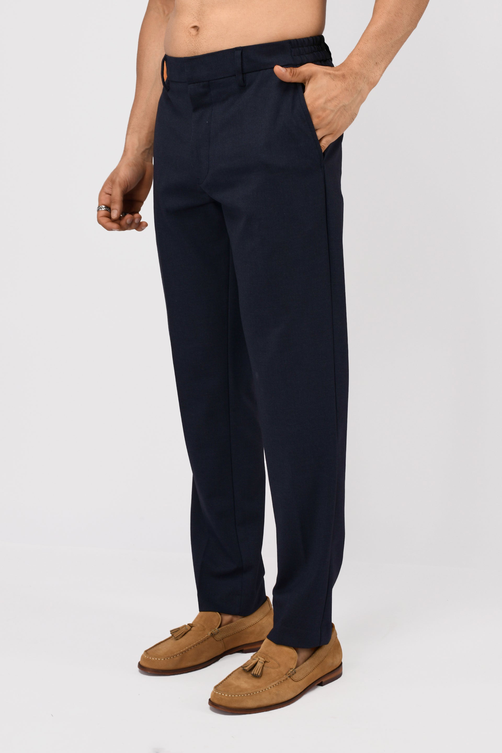 EASY IRON TAILORED TROUSERS IN BLUE