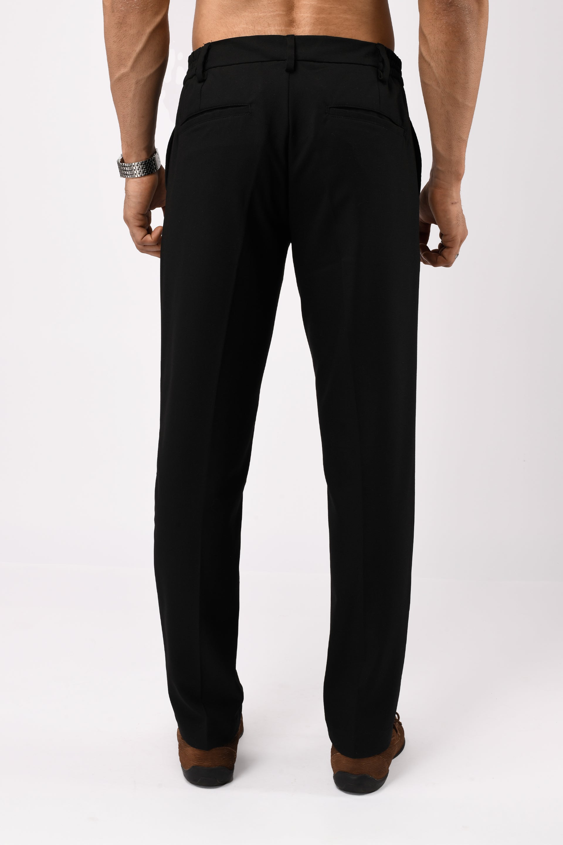EASY IRON TAILORED TROUSERS IN BLACK