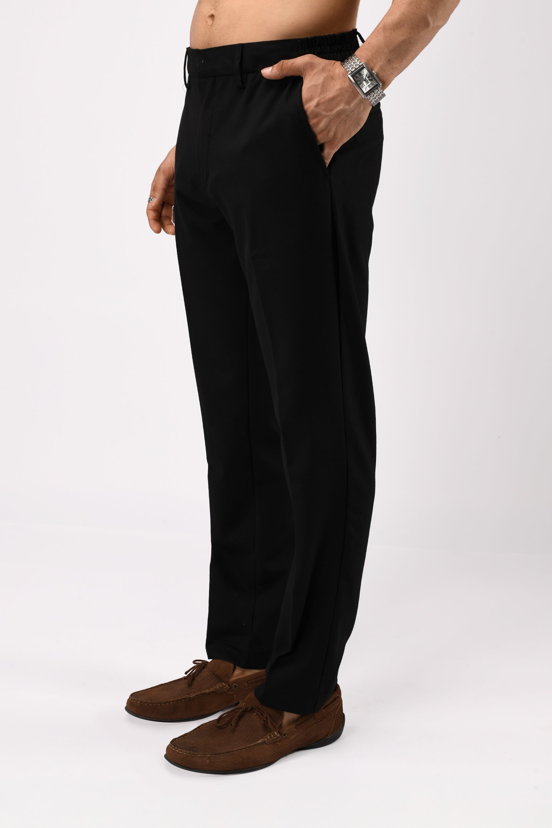 EASY IRON TAILORED TROUSERS IN BLACK
