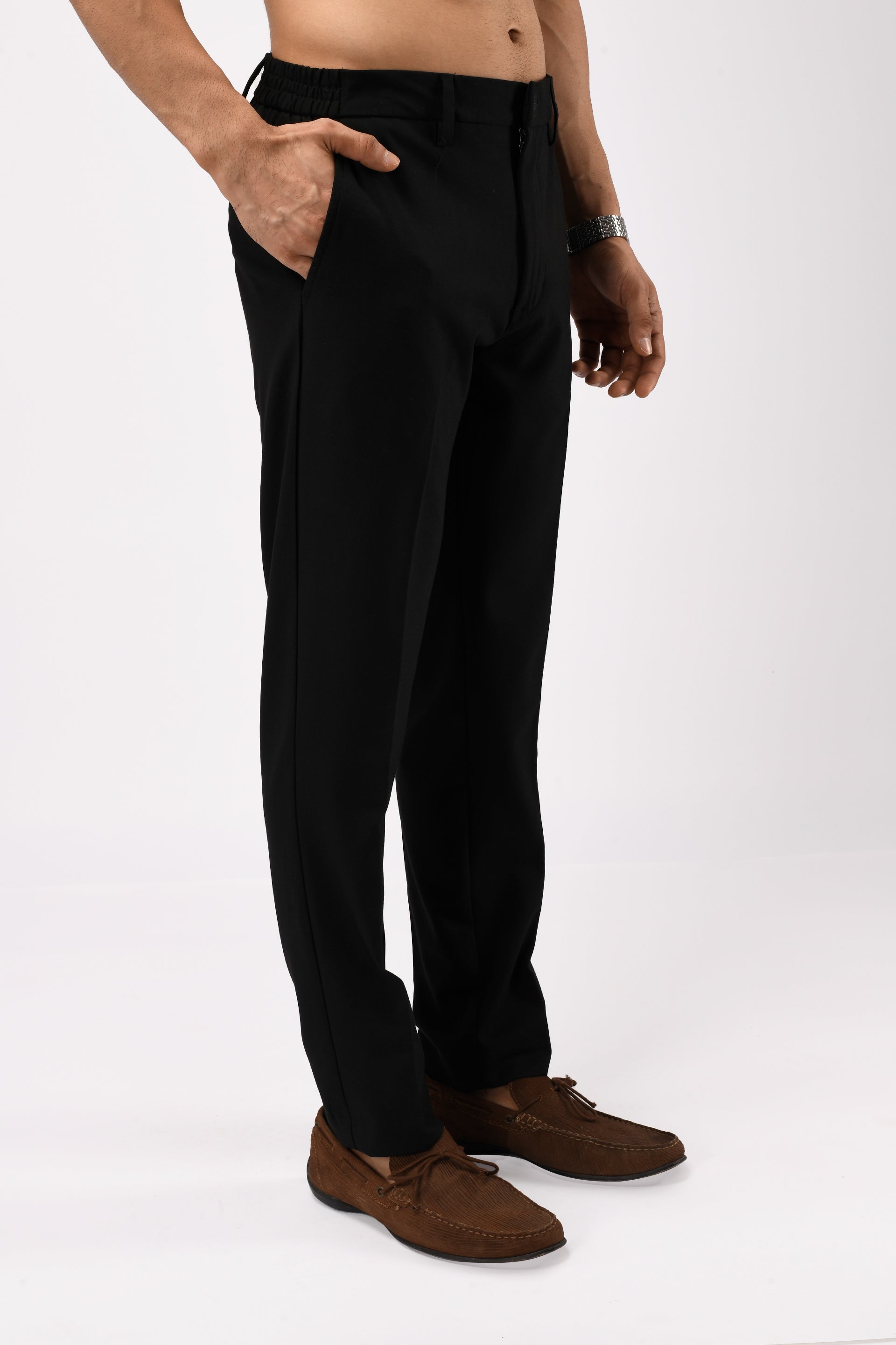 EASY IRON TAILORED TROUSERS IN BLACK