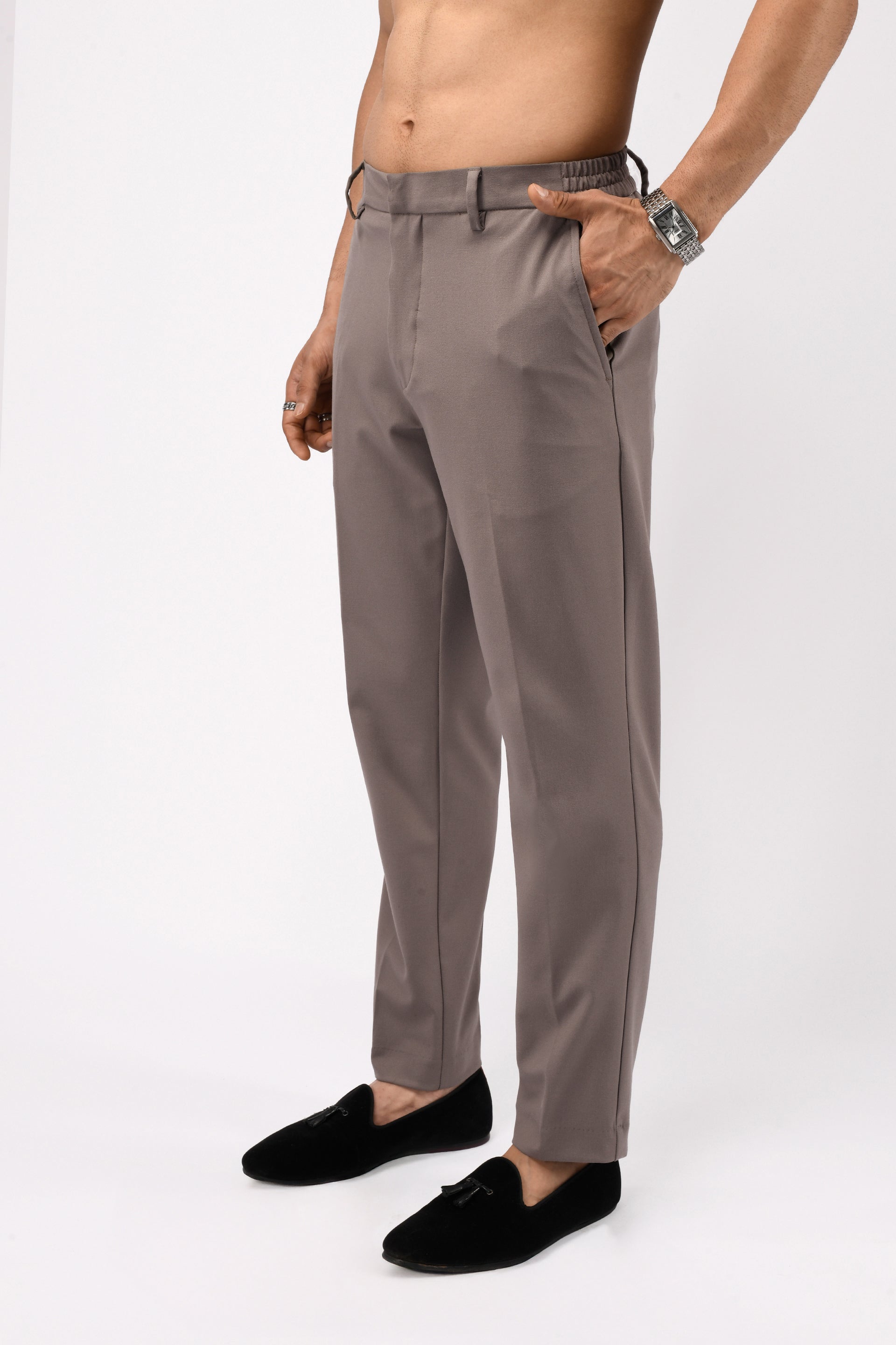 EASY IRON TAILORED TROUSERS IN BEIGE