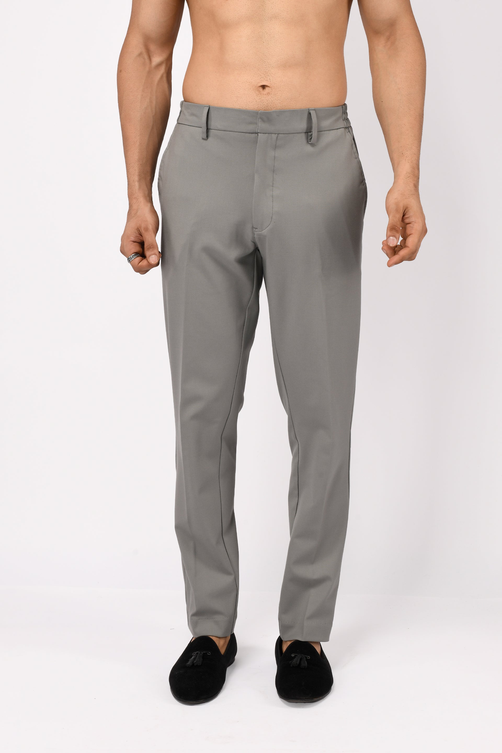 EASY IRON TAILORED TROUSERS IN GREY