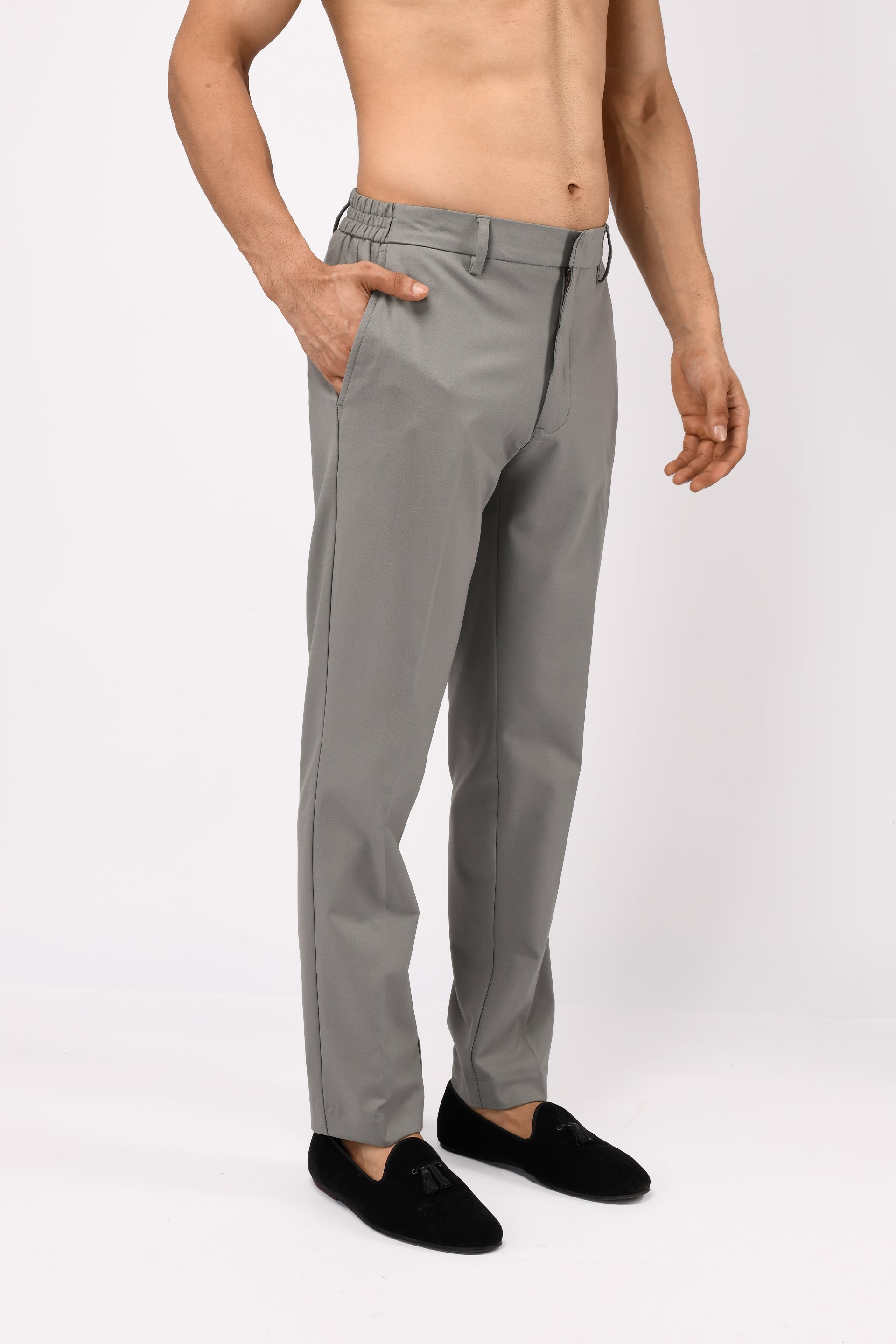 EASY IRON TAILORED TROUSERS IN GREY