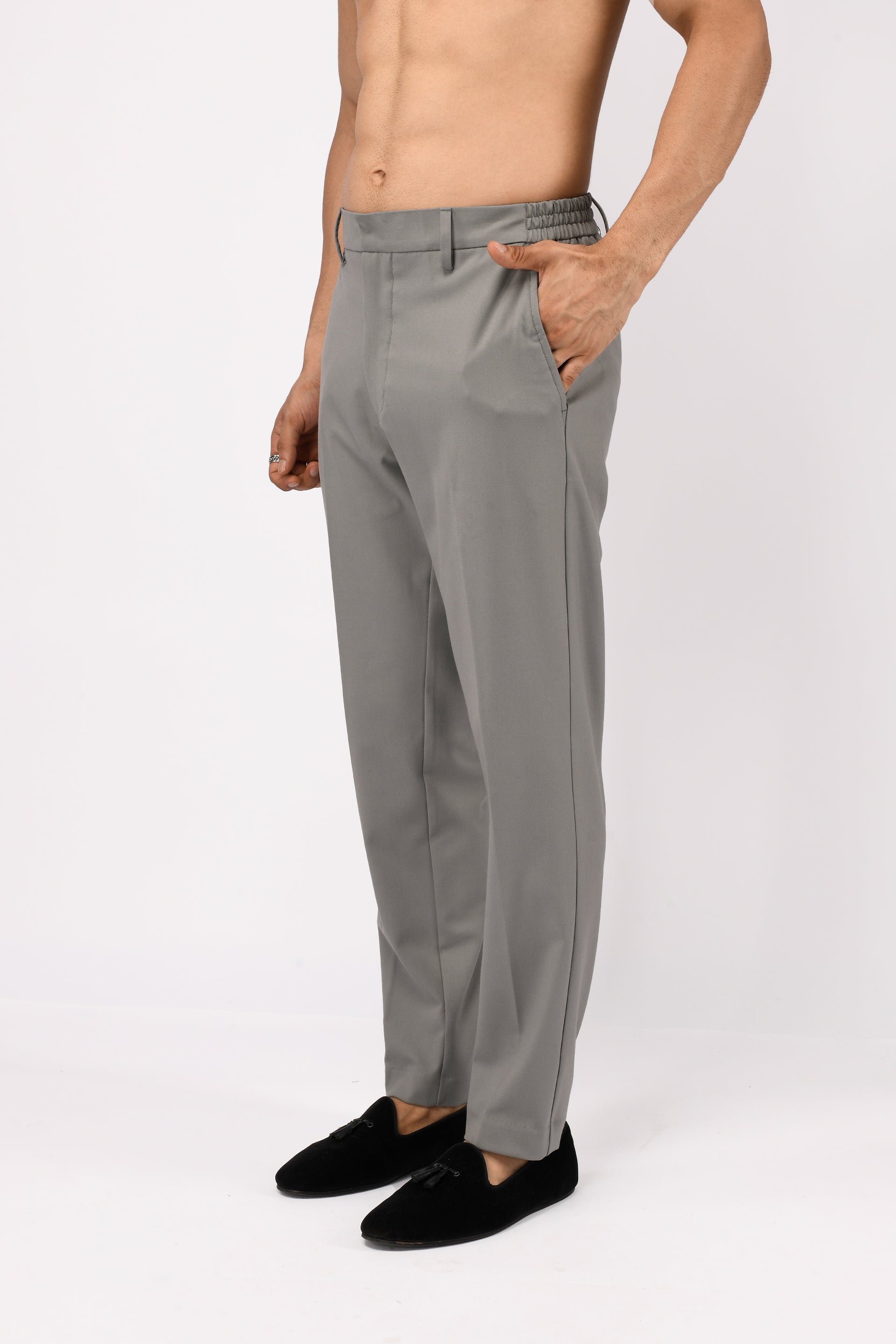 EASY IRON TAILORED TROUSERS IN GREY