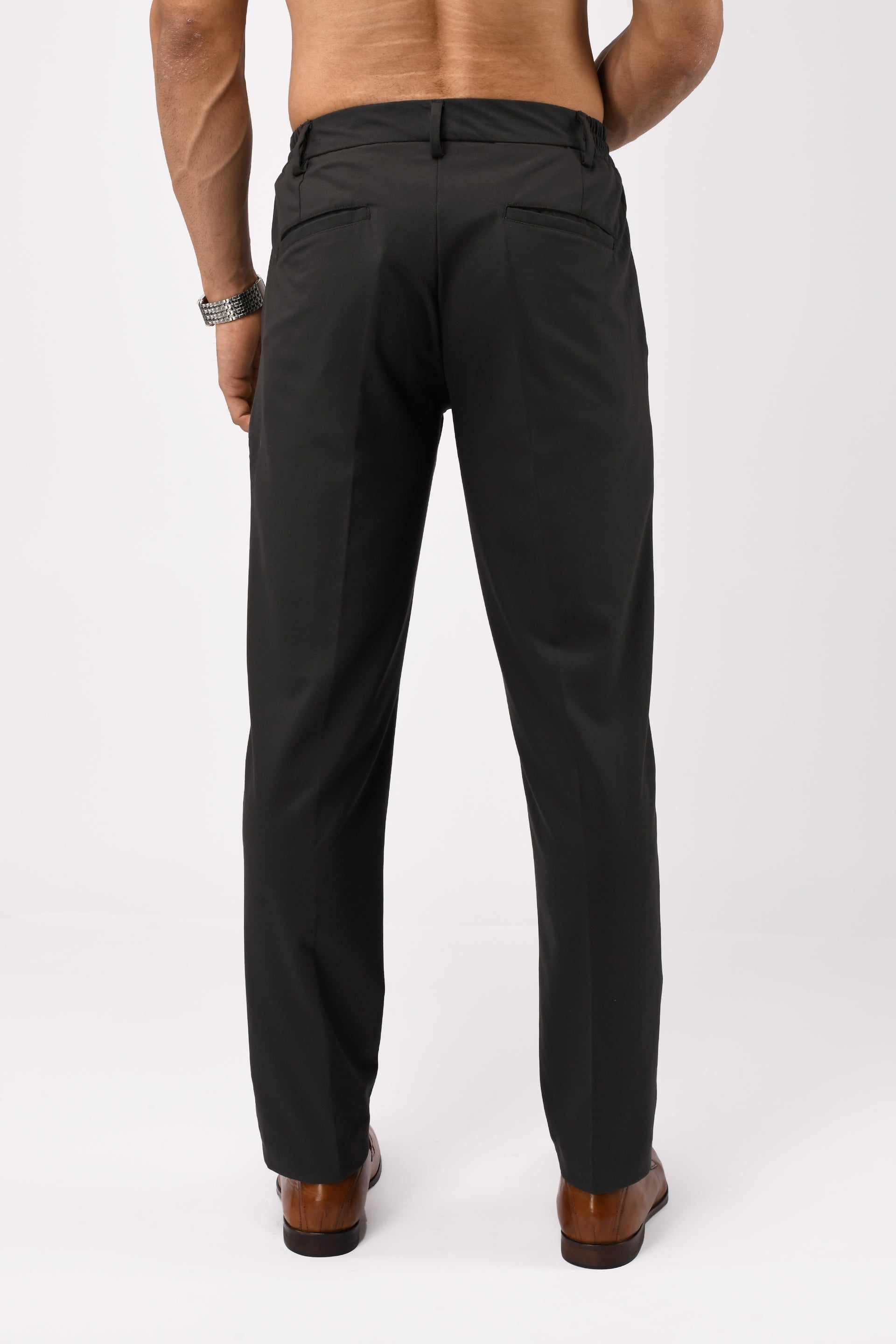 EASY IRON TAILORED TROUSERS IN DARK GREY