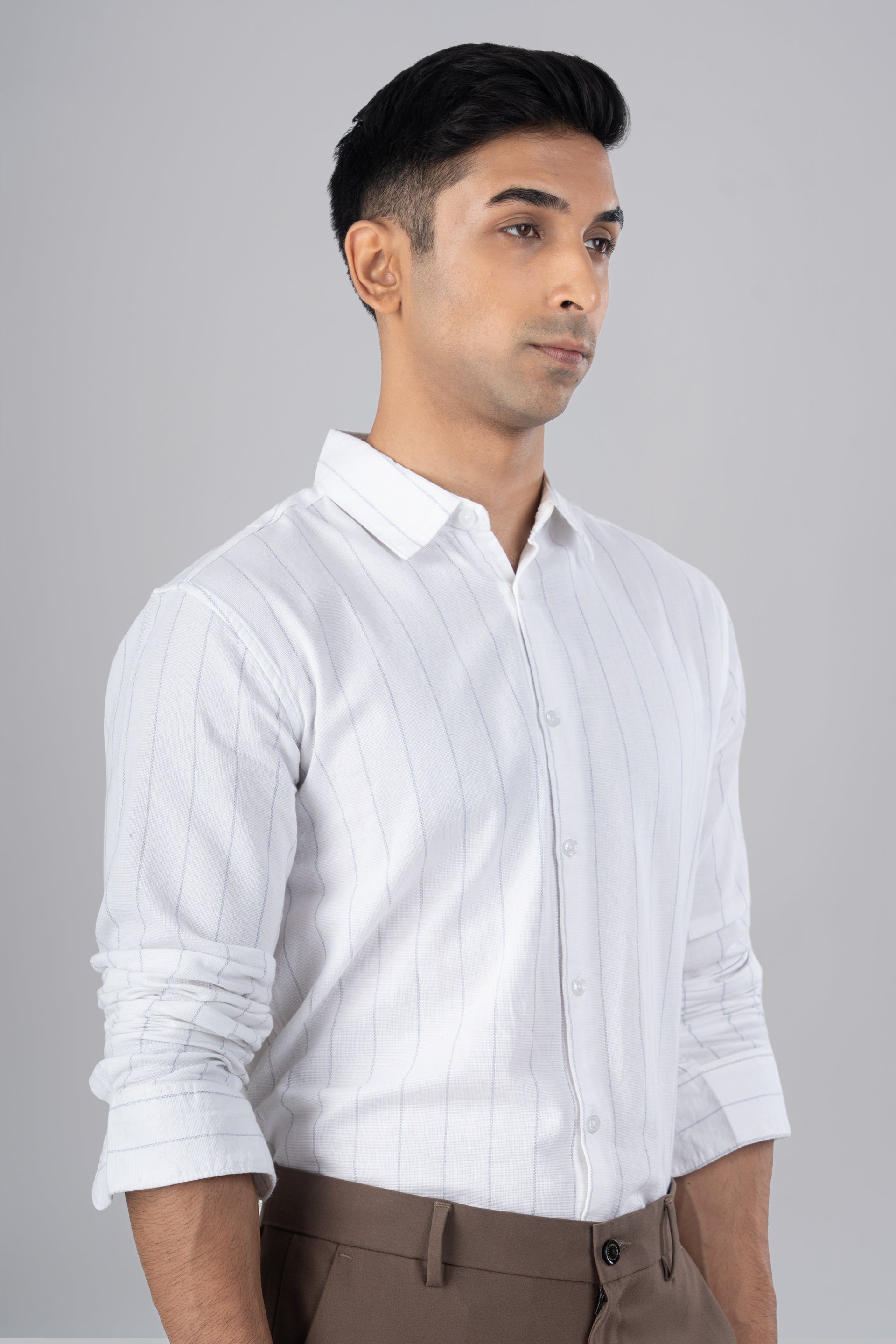 Soft Stripe Tailored Shirt In White