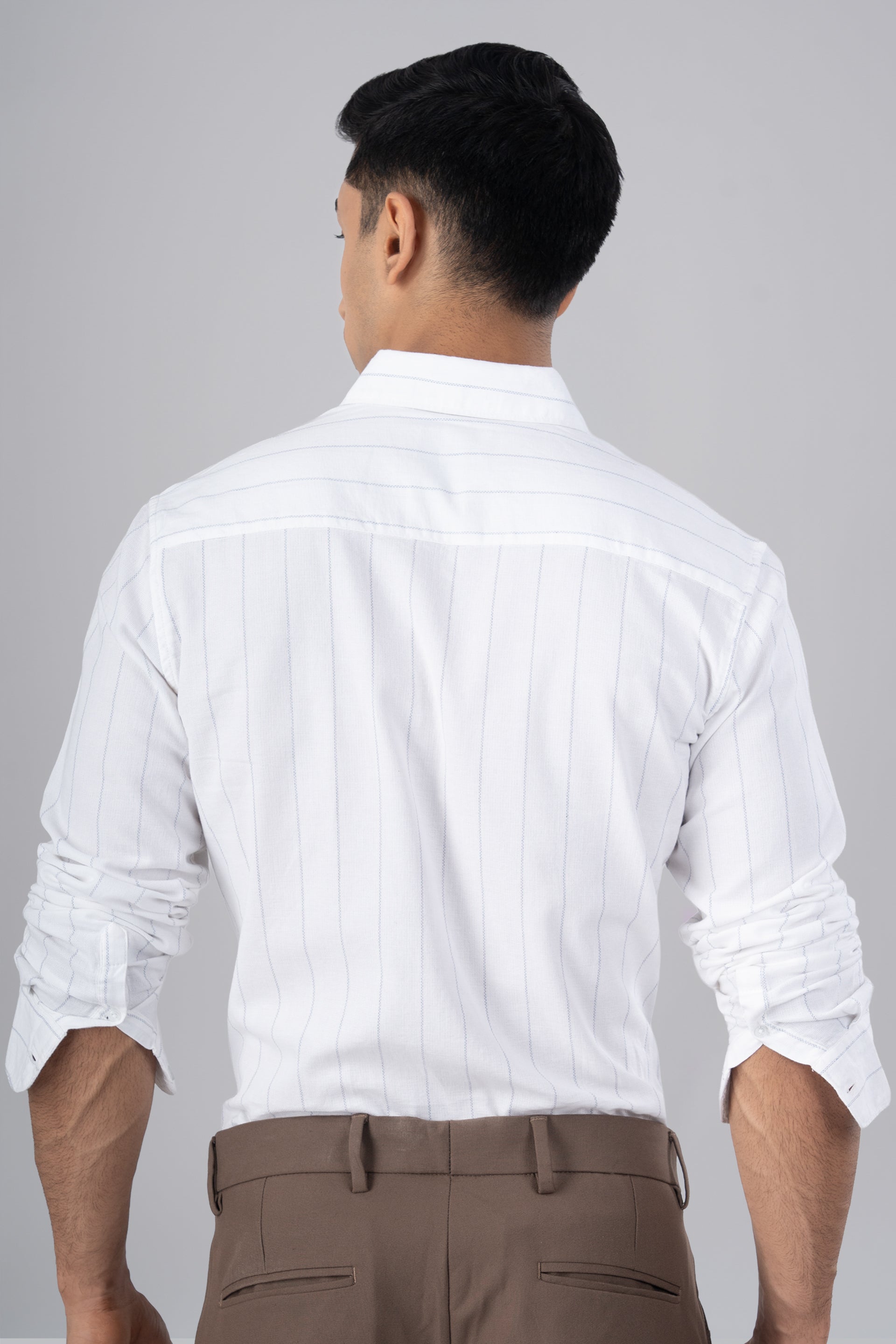 Soft Stripe Tailored Shirt In White