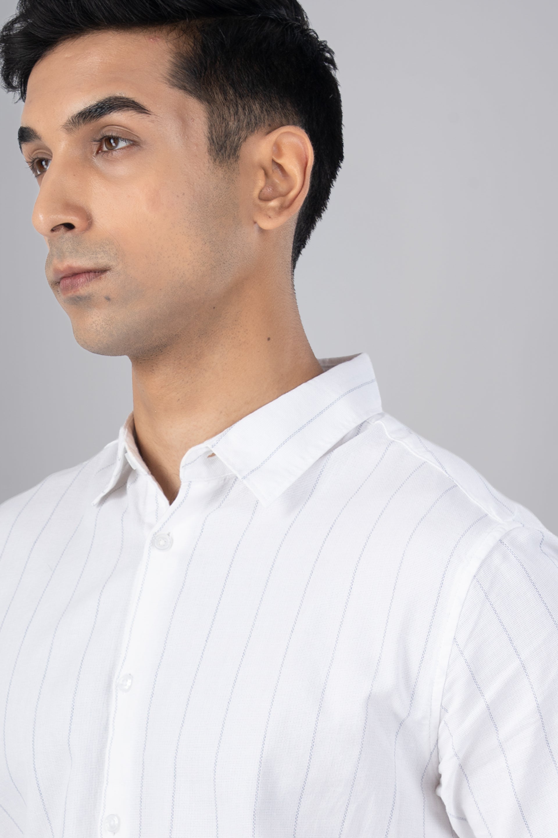 Soft Stripe Tailored Shirt In White