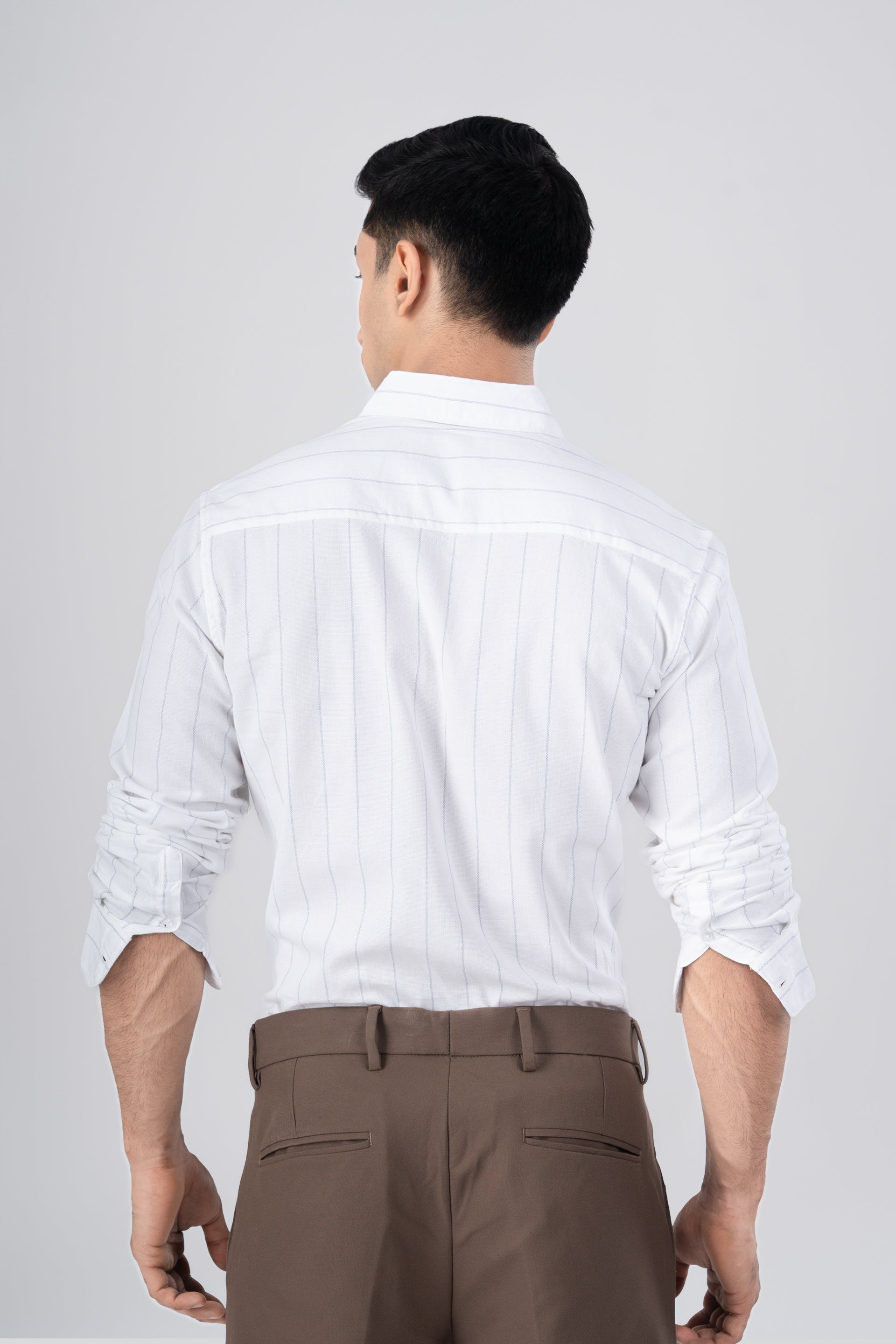Soft Stripe Tailored Shirt In White