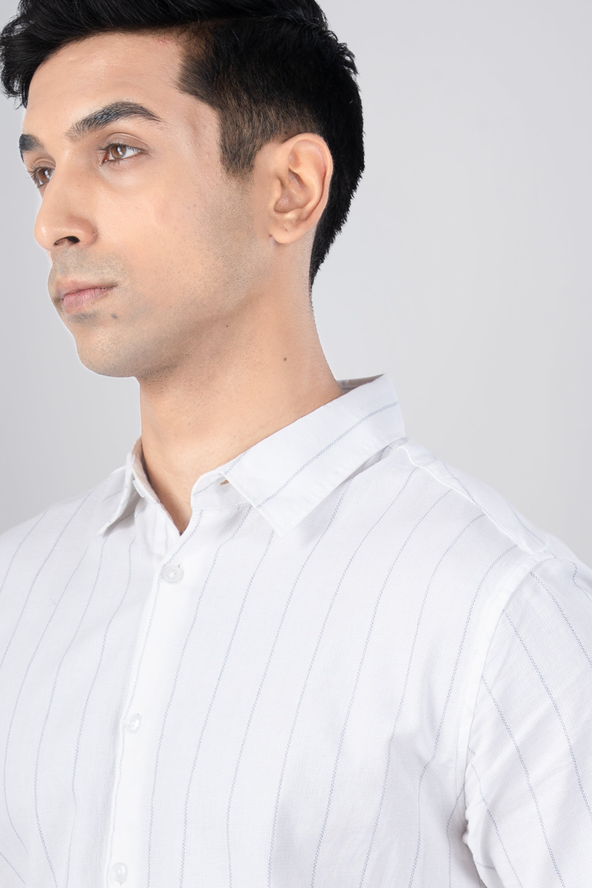 Soft Stripe Tailored Shirt In White