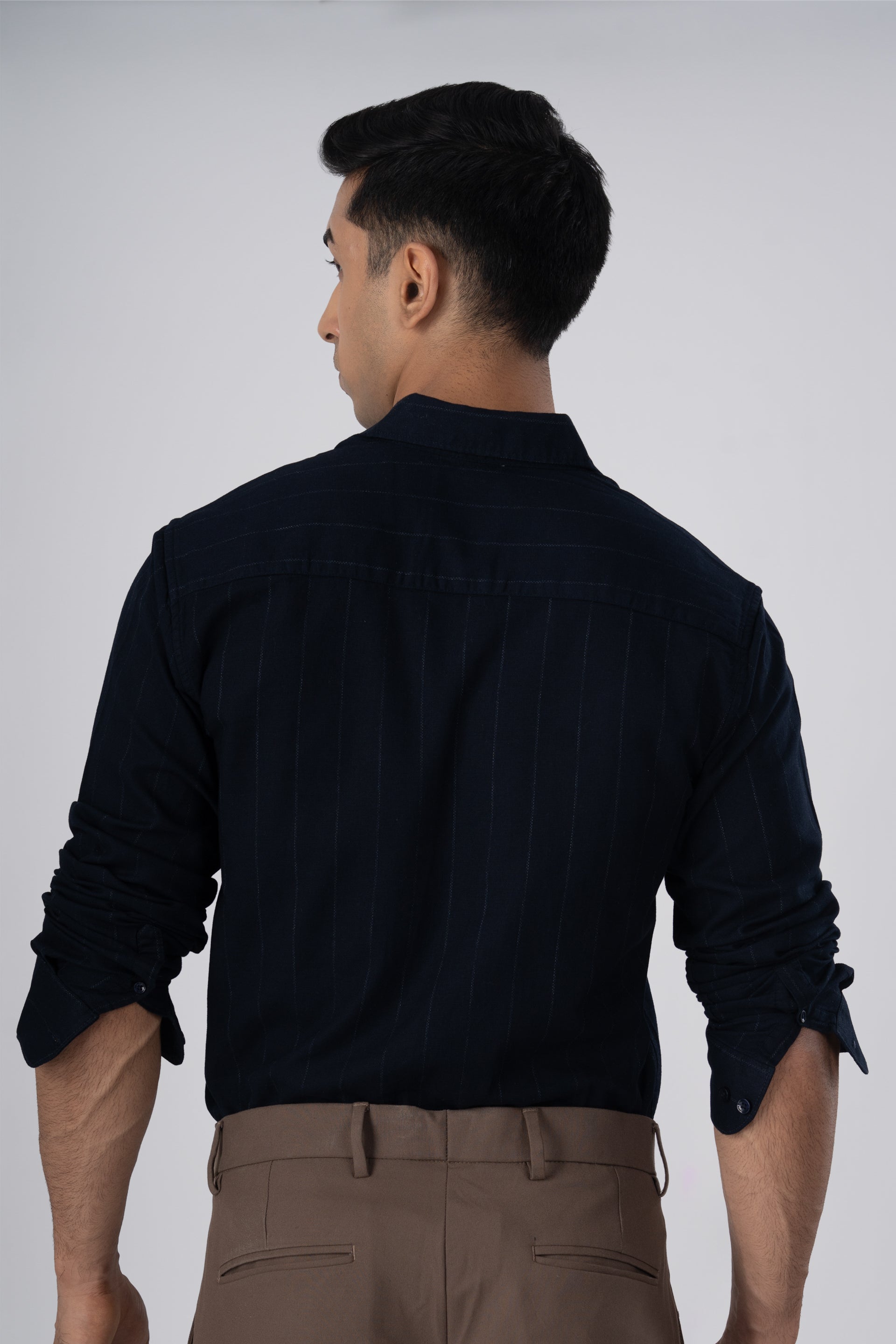Soft Stripe Tailored Shirt In Navy