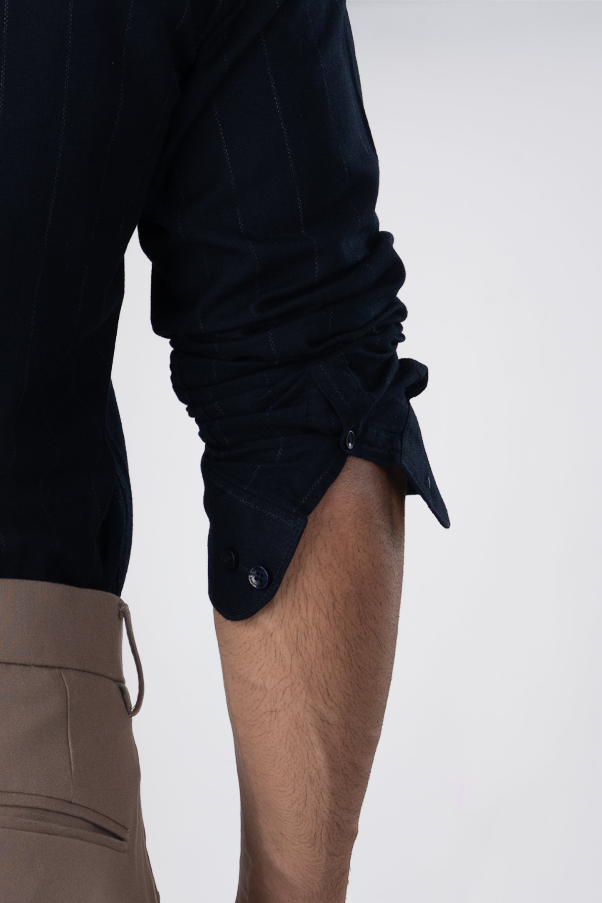 Soft Stripe Tailored Shirt In Navy