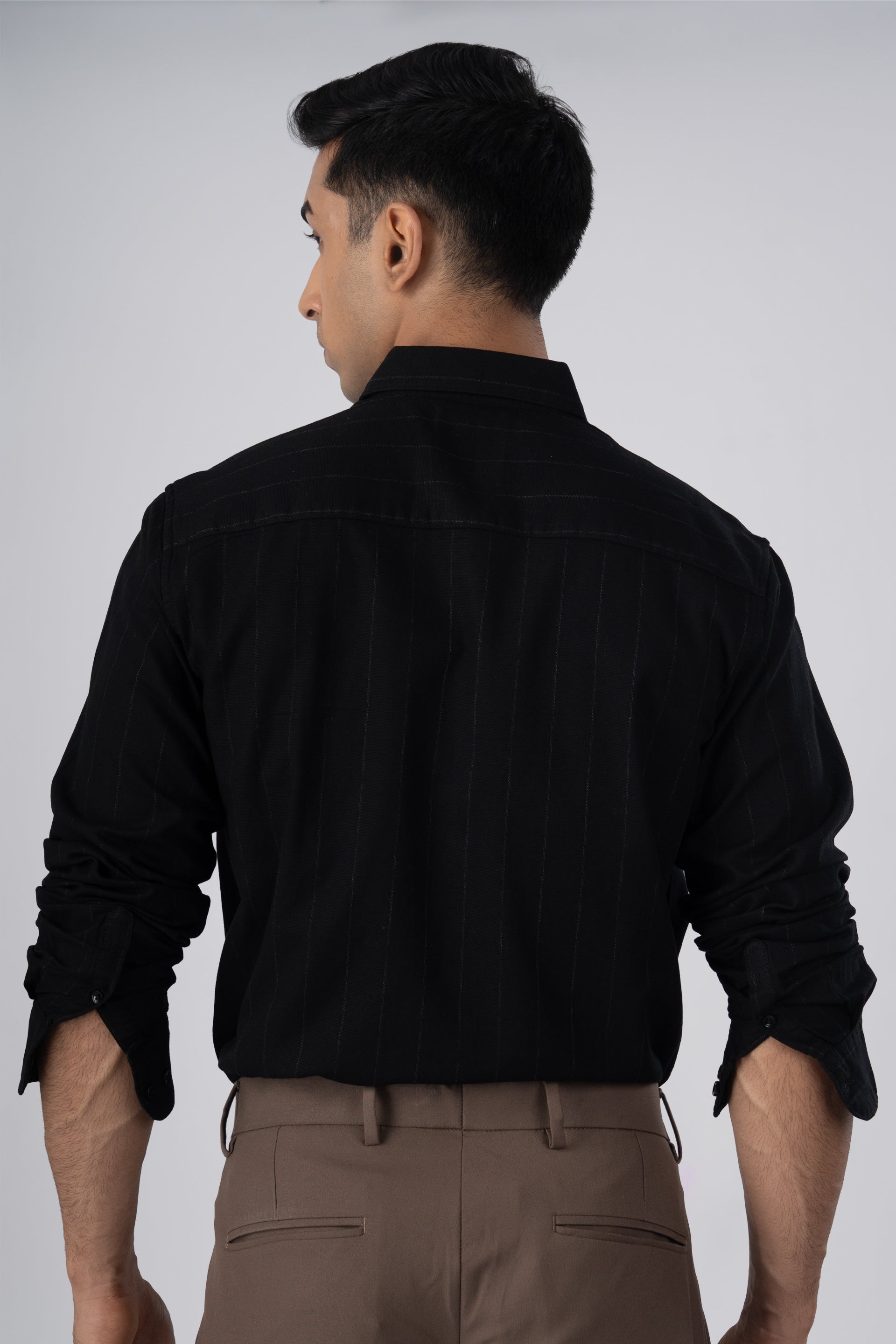 Soft Stripe Tailored Shirt In Black