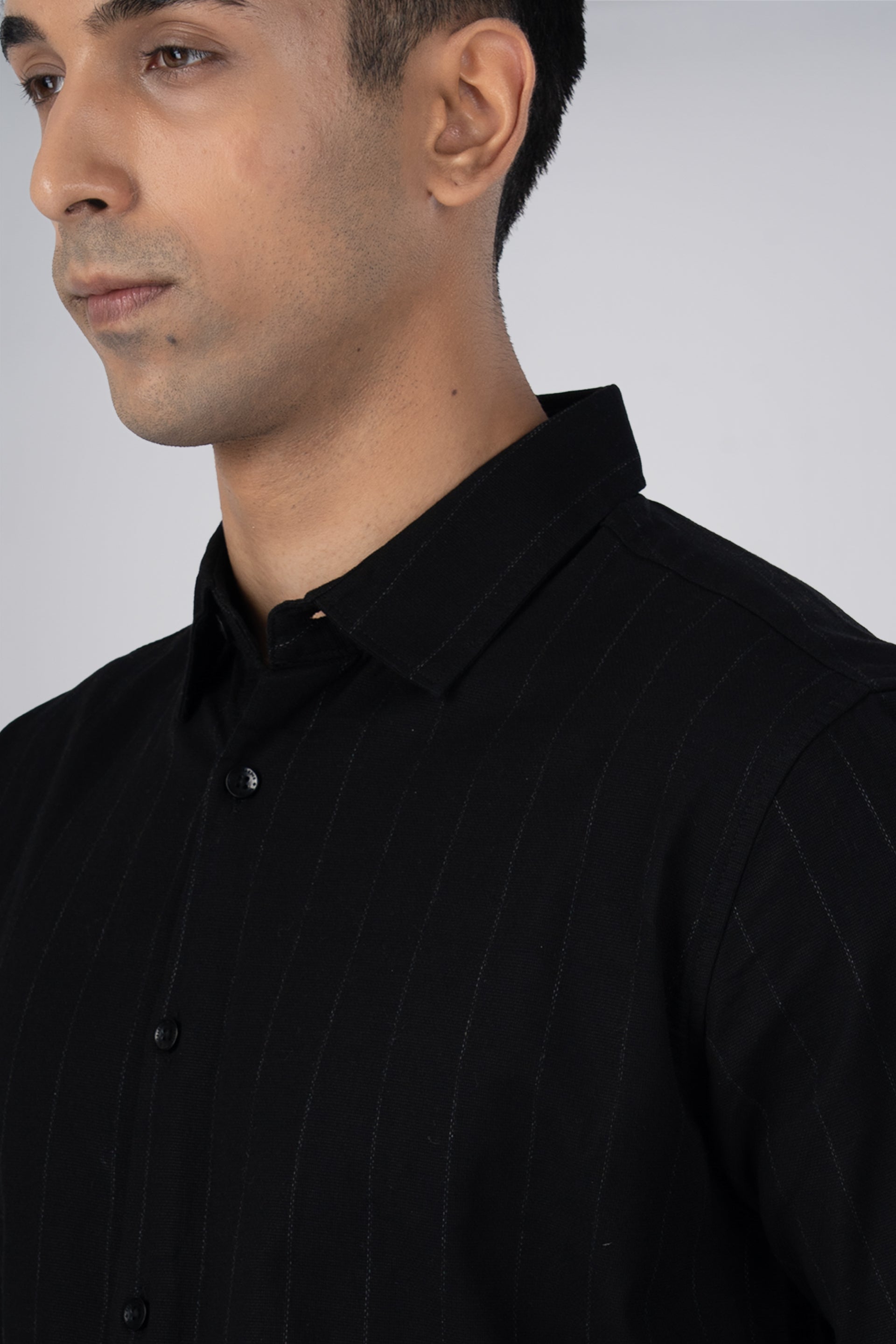 Soft Stripe Tailored Shirt In Black
