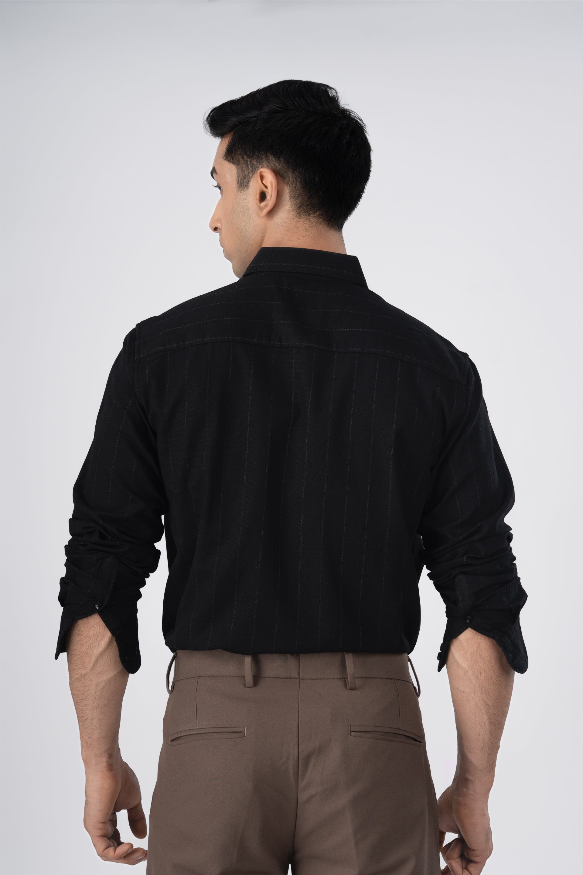 Soft Stripe Tailored Shirt In Black