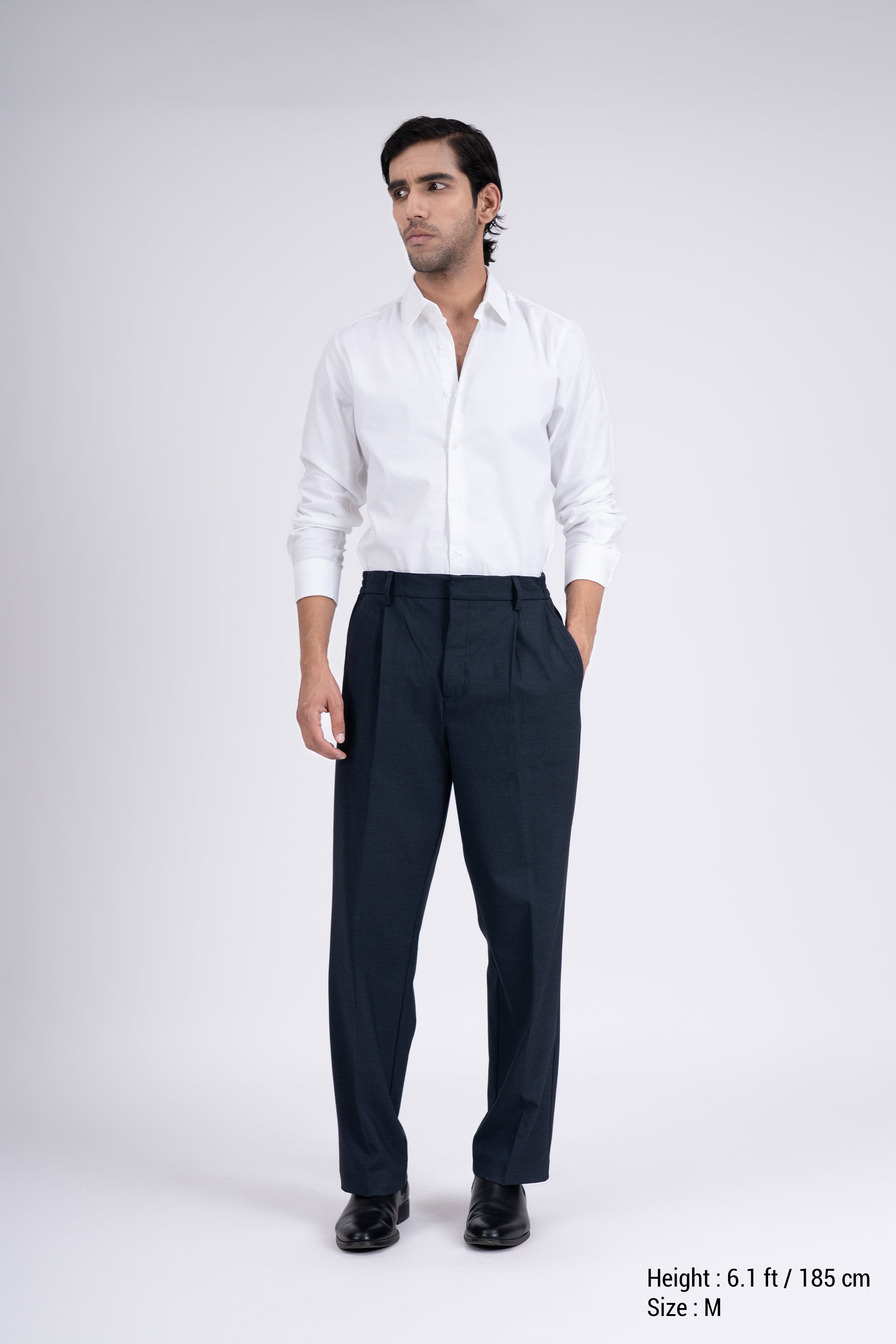 Easy Iron Flexi Relaxed Trouser In Blue