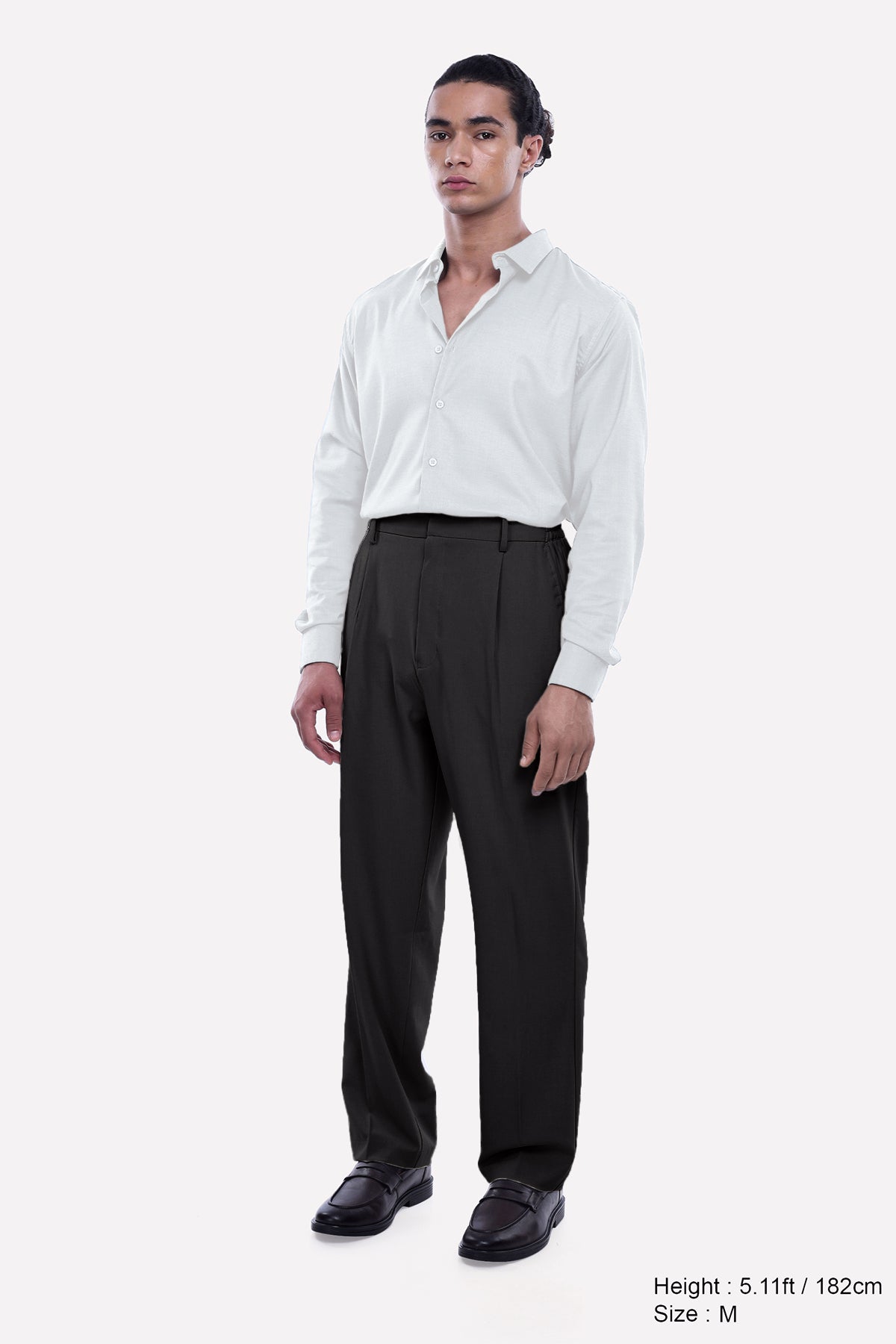 EASY IRON RELAXED TROUSERS IN DARK GREY