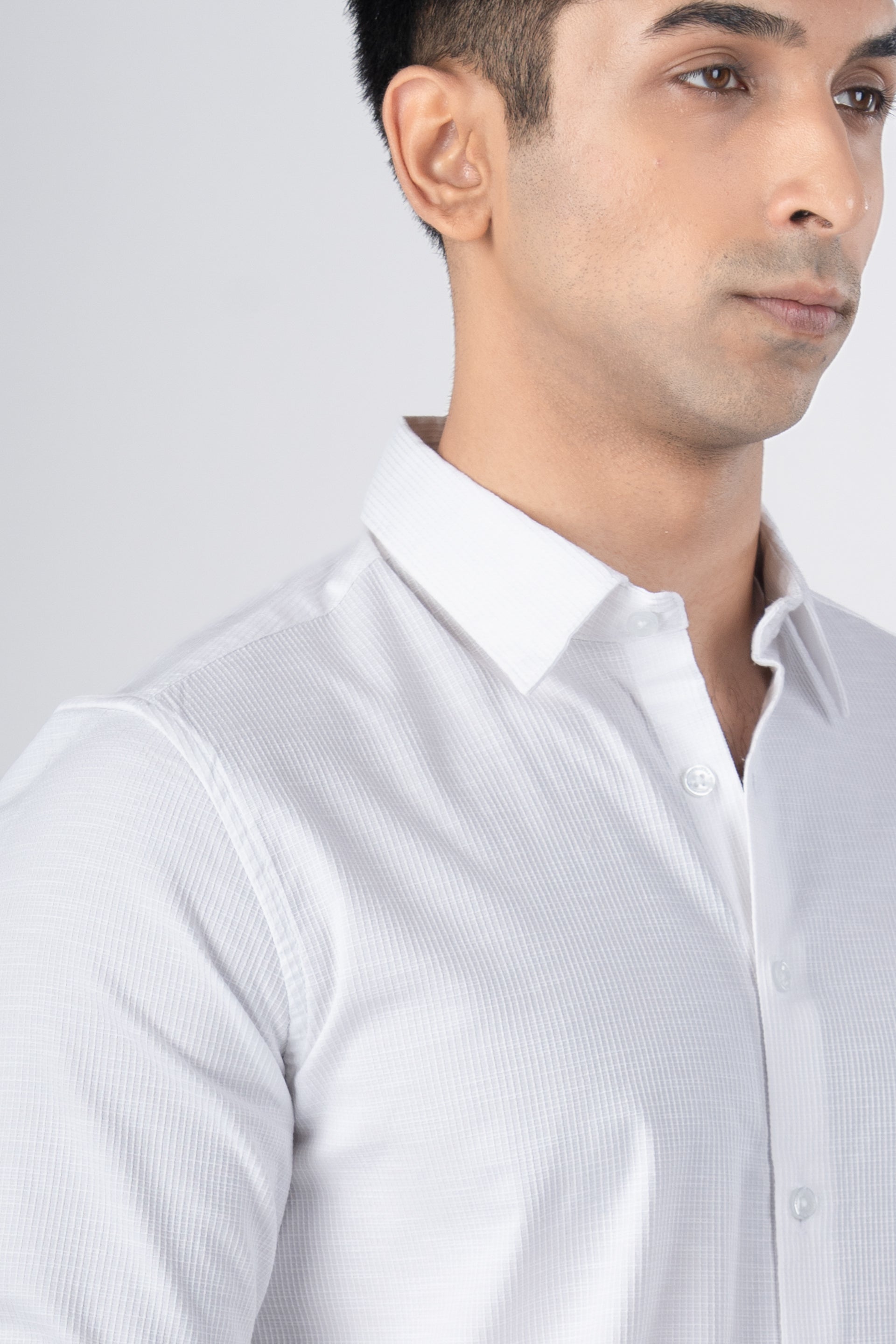 Easy Iron Textured Shirt In White