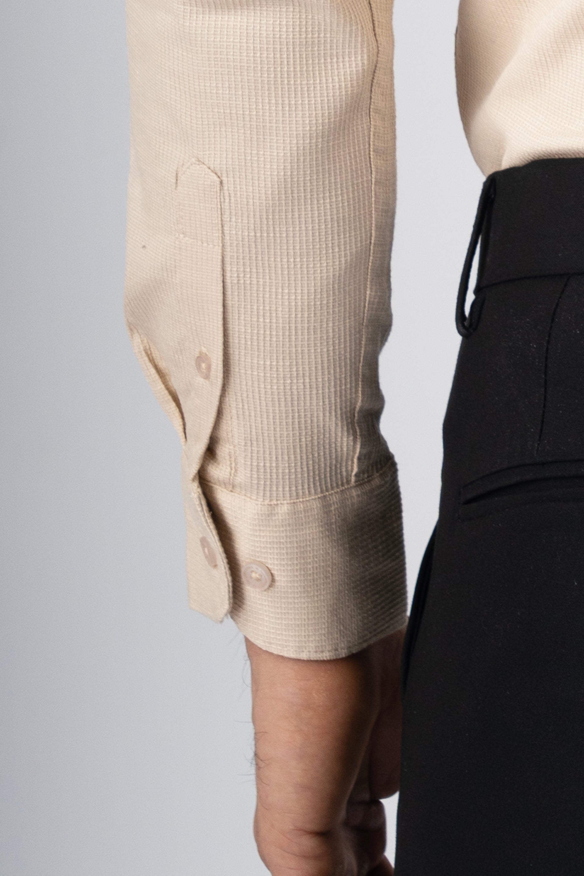 Easy Iron Textured Shirt In Beige