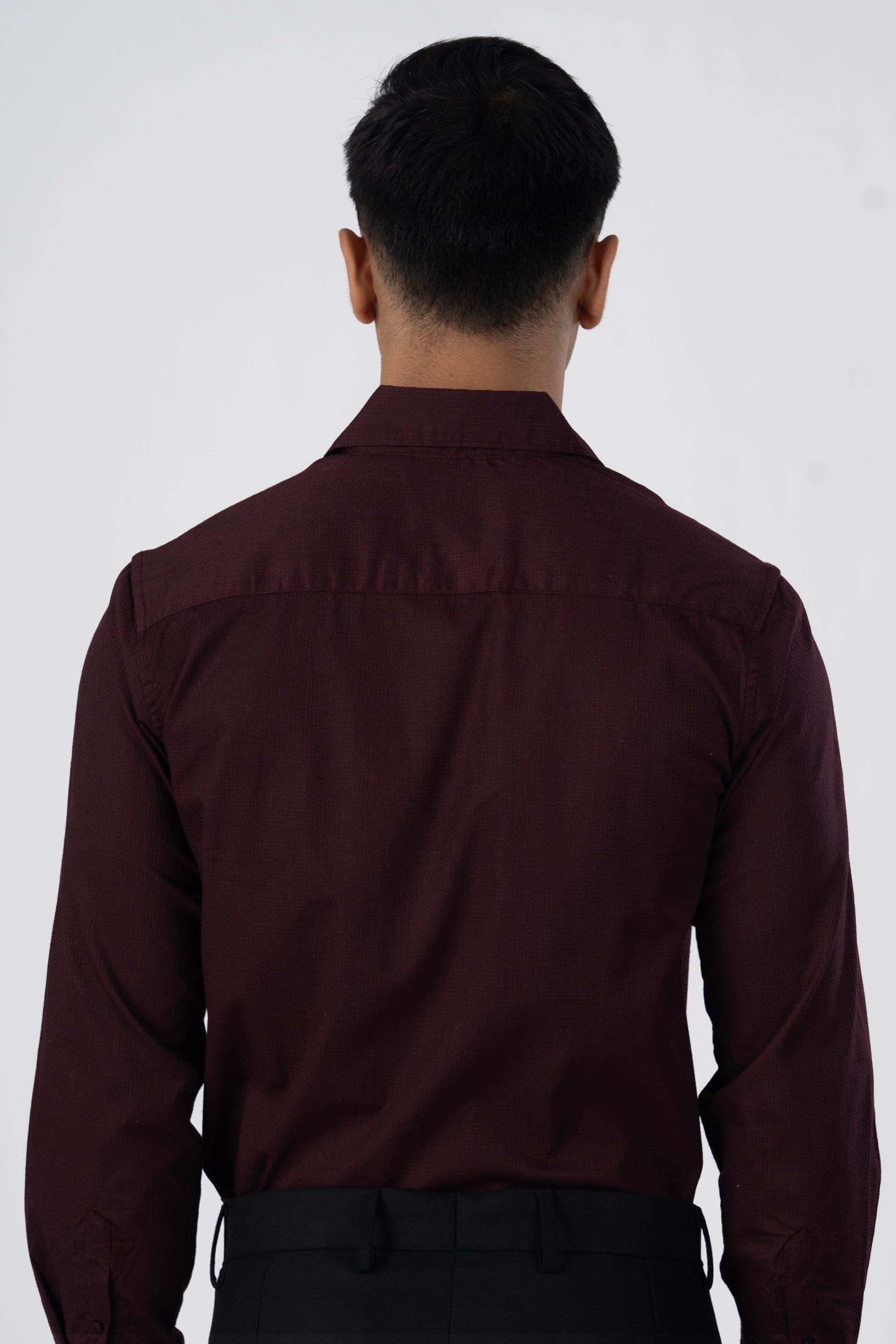 Easy Iron Textured Shirt In Wine