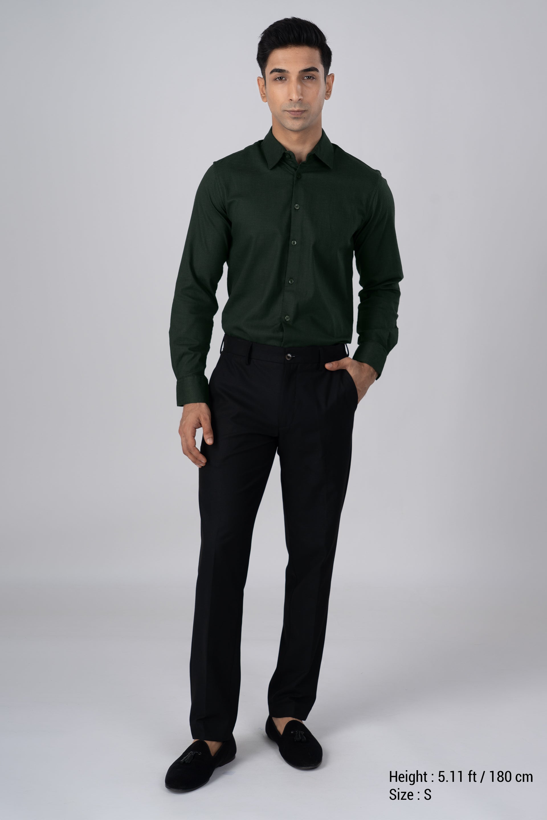 Easy Iron Textured Shirt In Olive