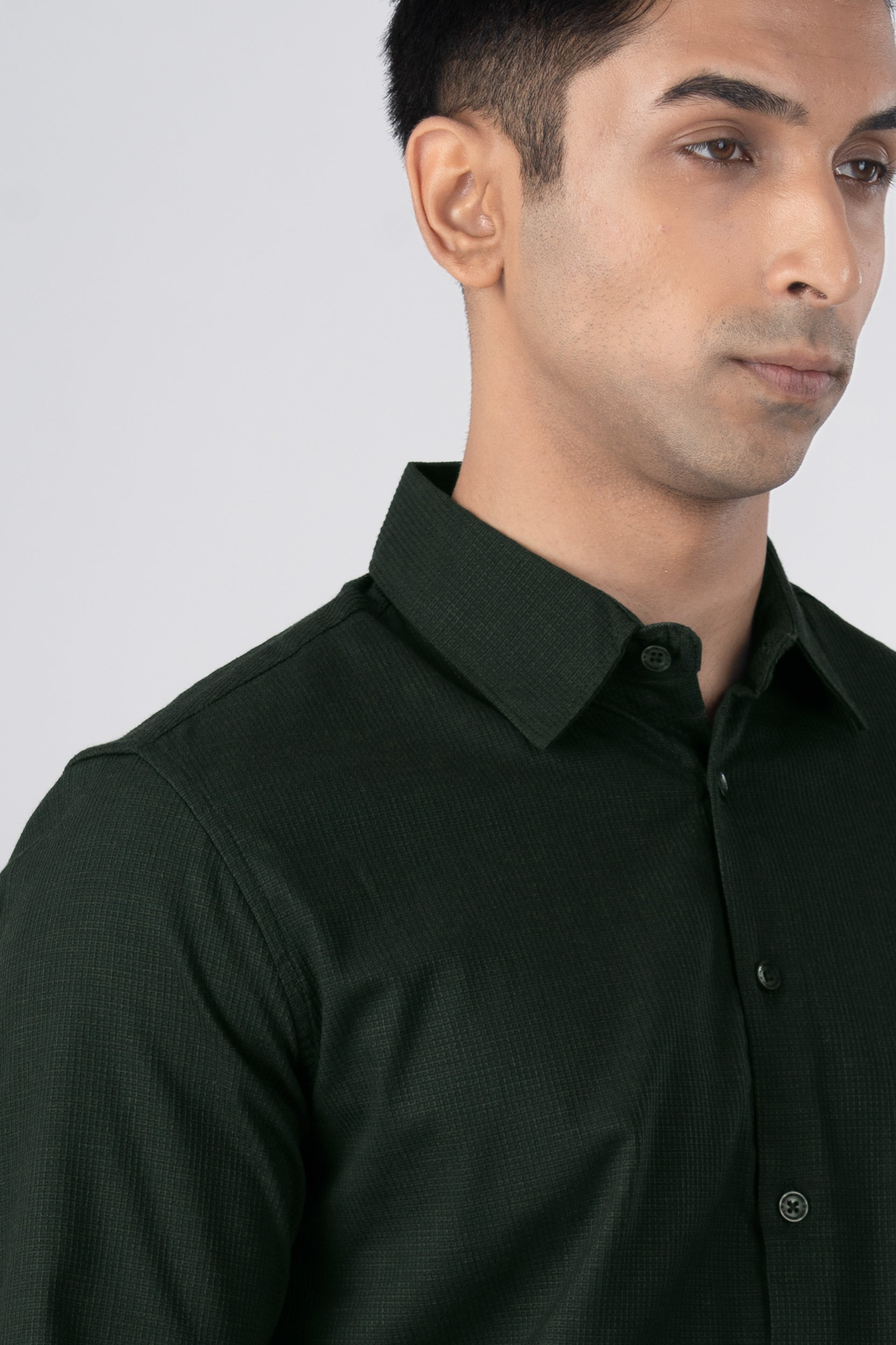 Easy Iron Textured Shirt In Olive