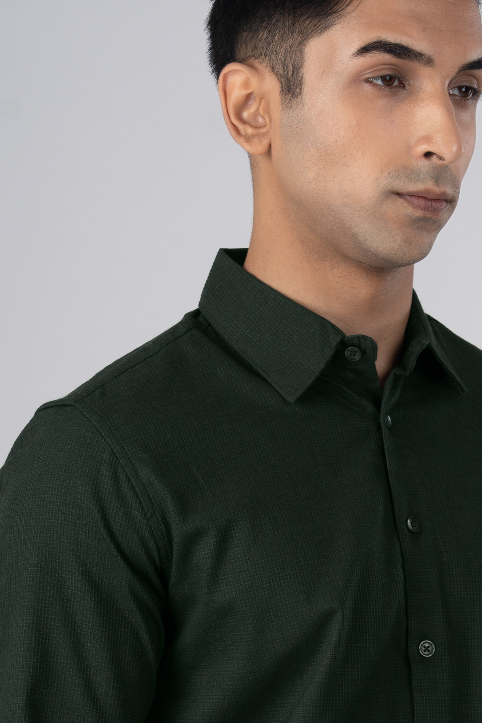Easy Iron Textured Shirt In Olive