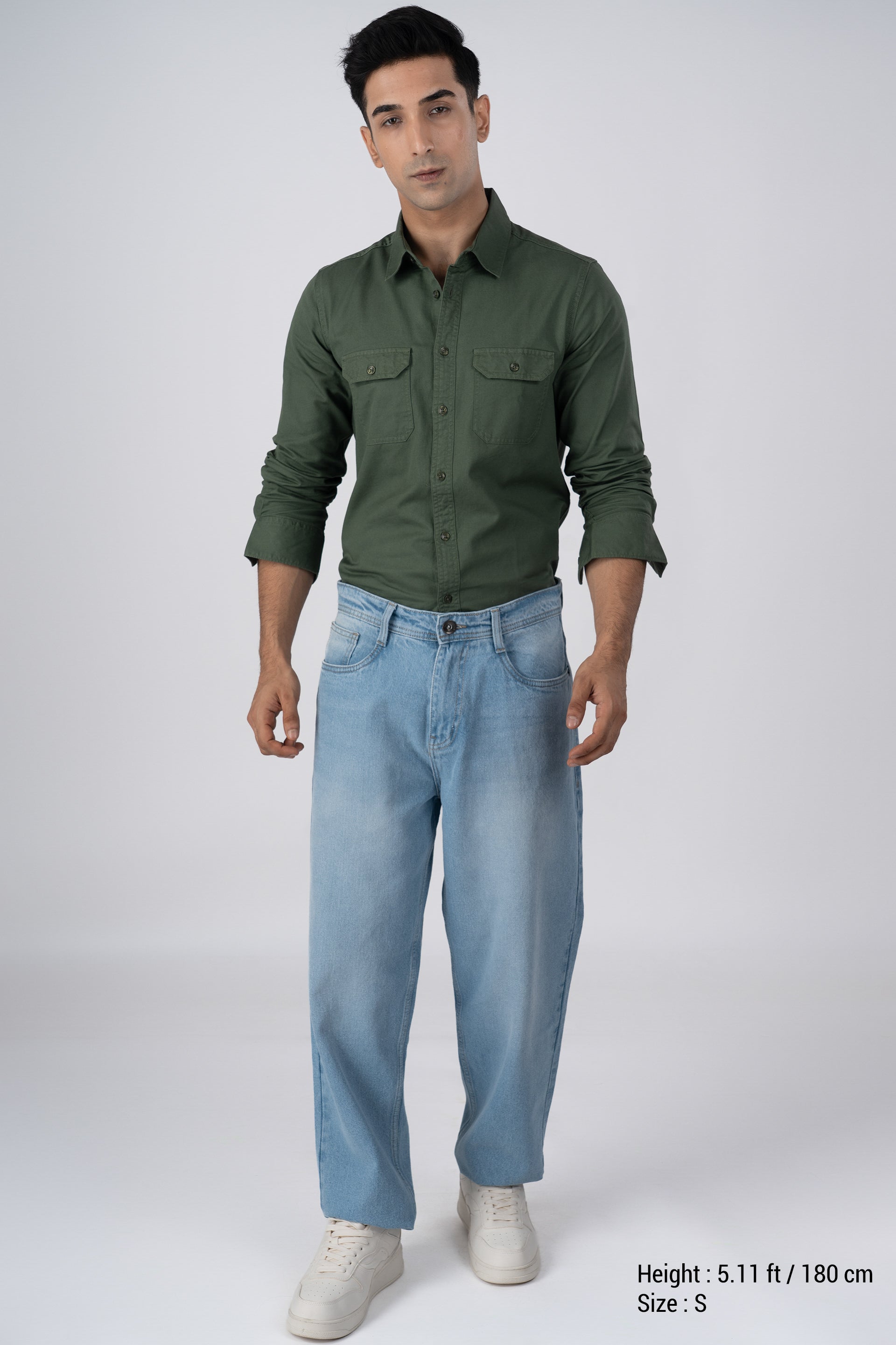Classic Cotton Cargo Shirt In Green