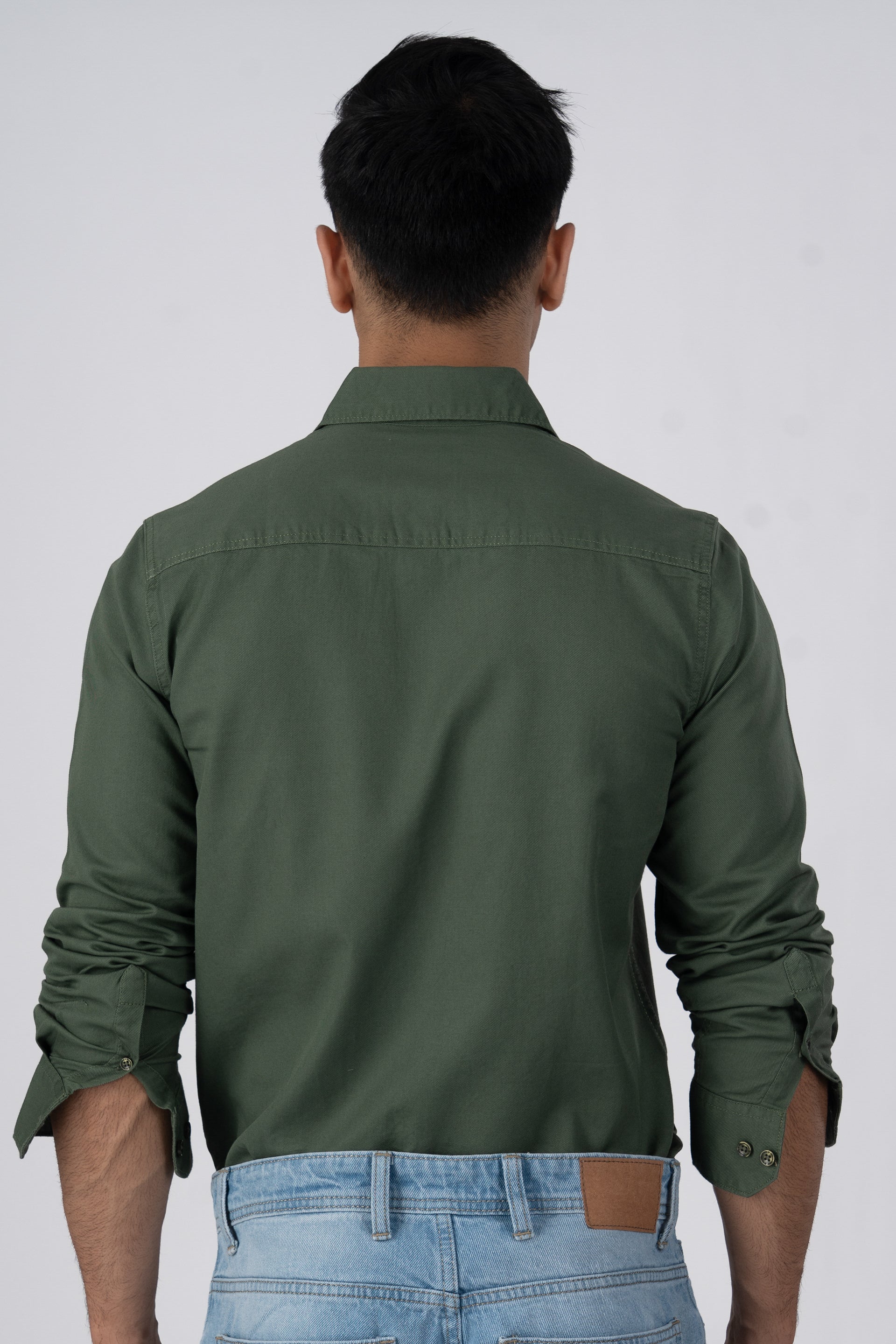 Classic Cotton Cargo Shirt In Green