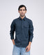 Classic Cotton Cargo Shirt In Stone Blue
