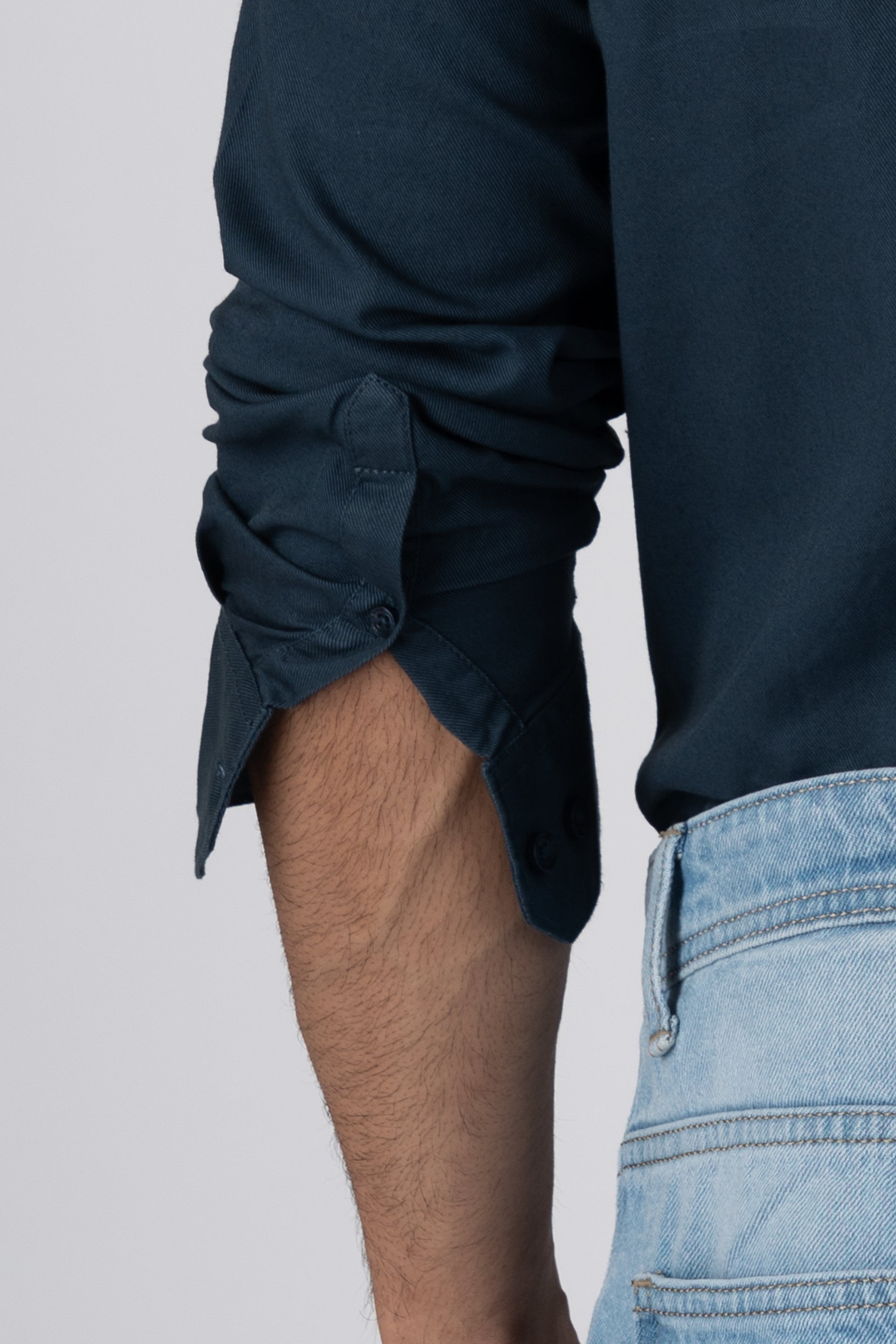 Classic Cotton Cargo Shirt In Stone Blue