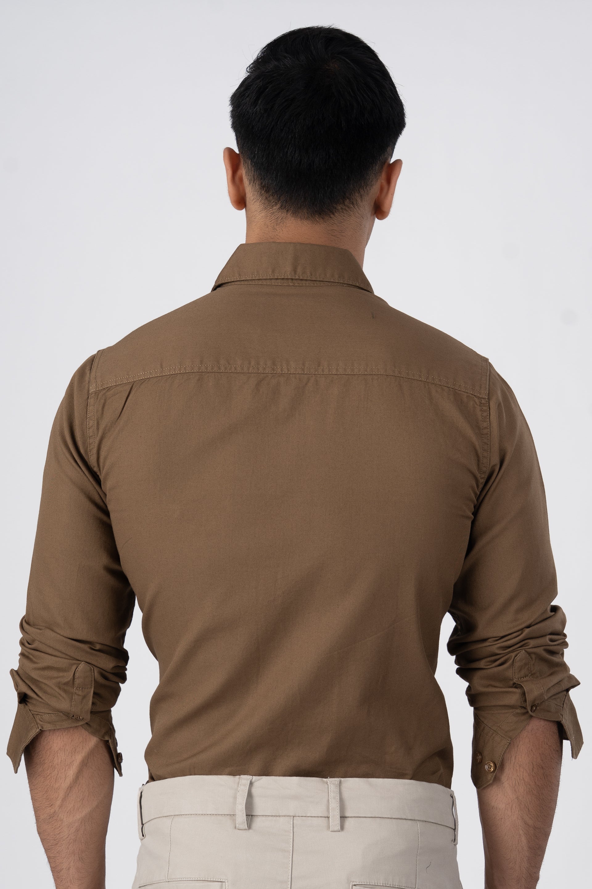Classic Cotton Cargo Shirt In Khakhi
