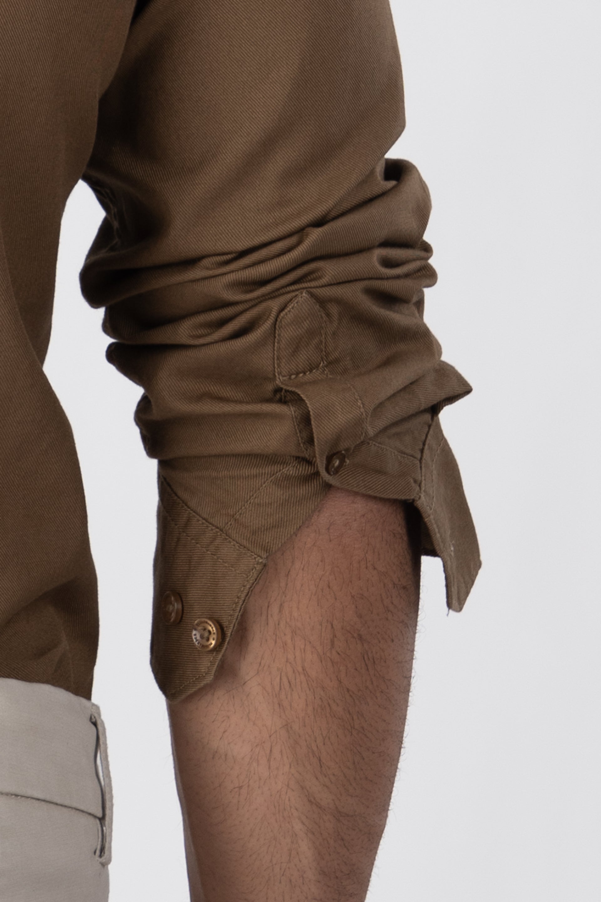 Classic Cotton Cargo Shirt In Khakhi