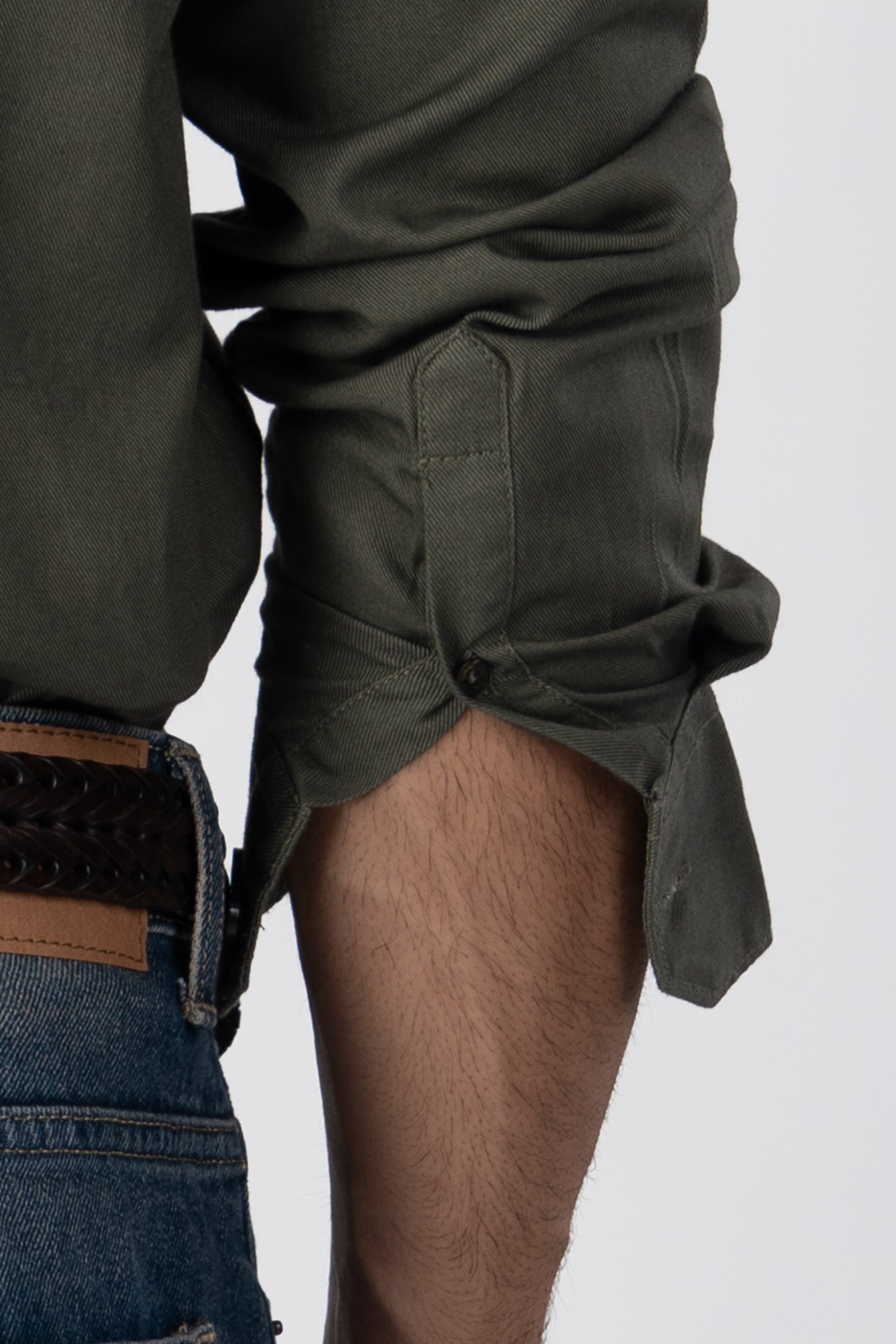 Classic Cotton Cargo Shirt In Olive