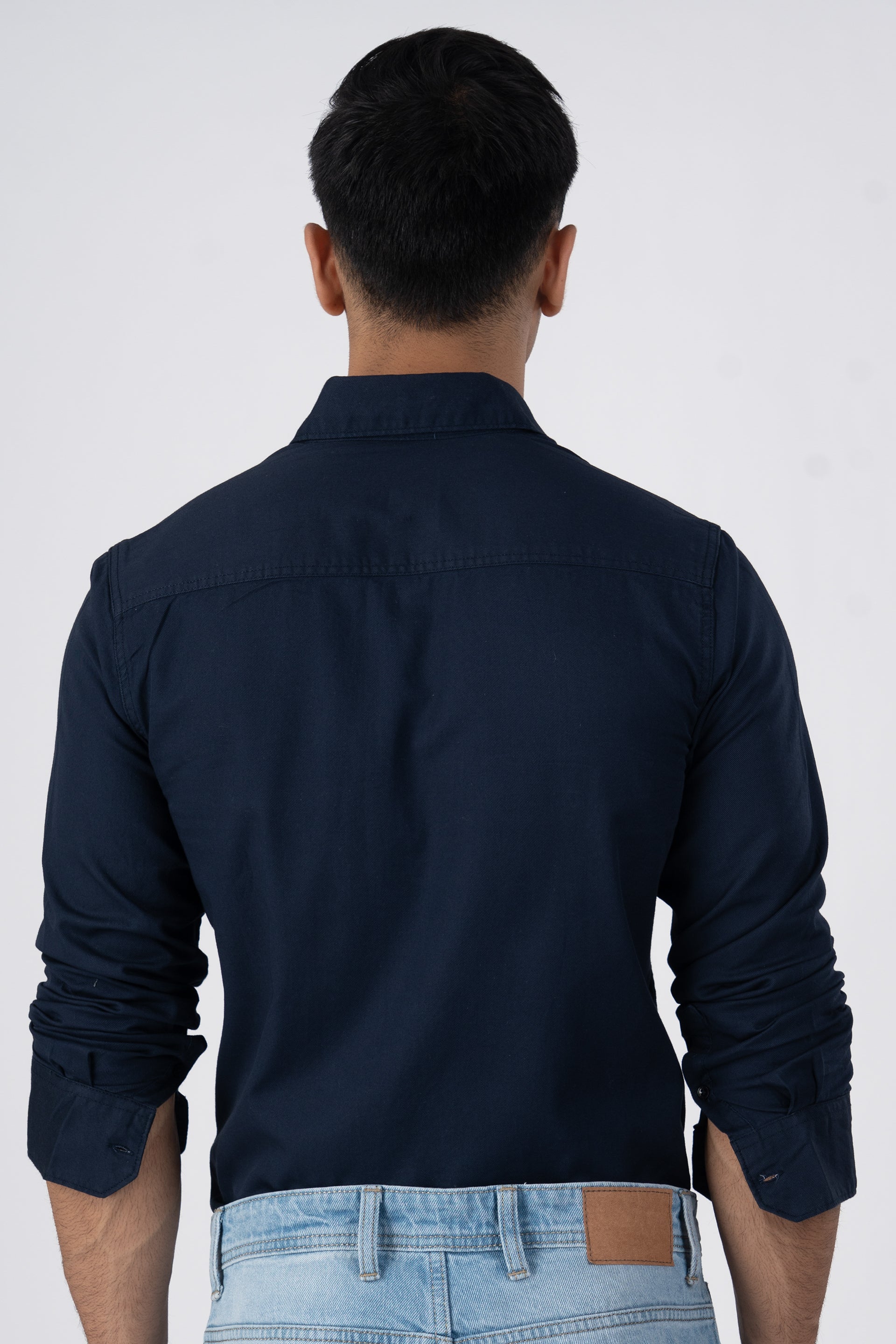 Classic Cotton Cargo Shirt In Navy