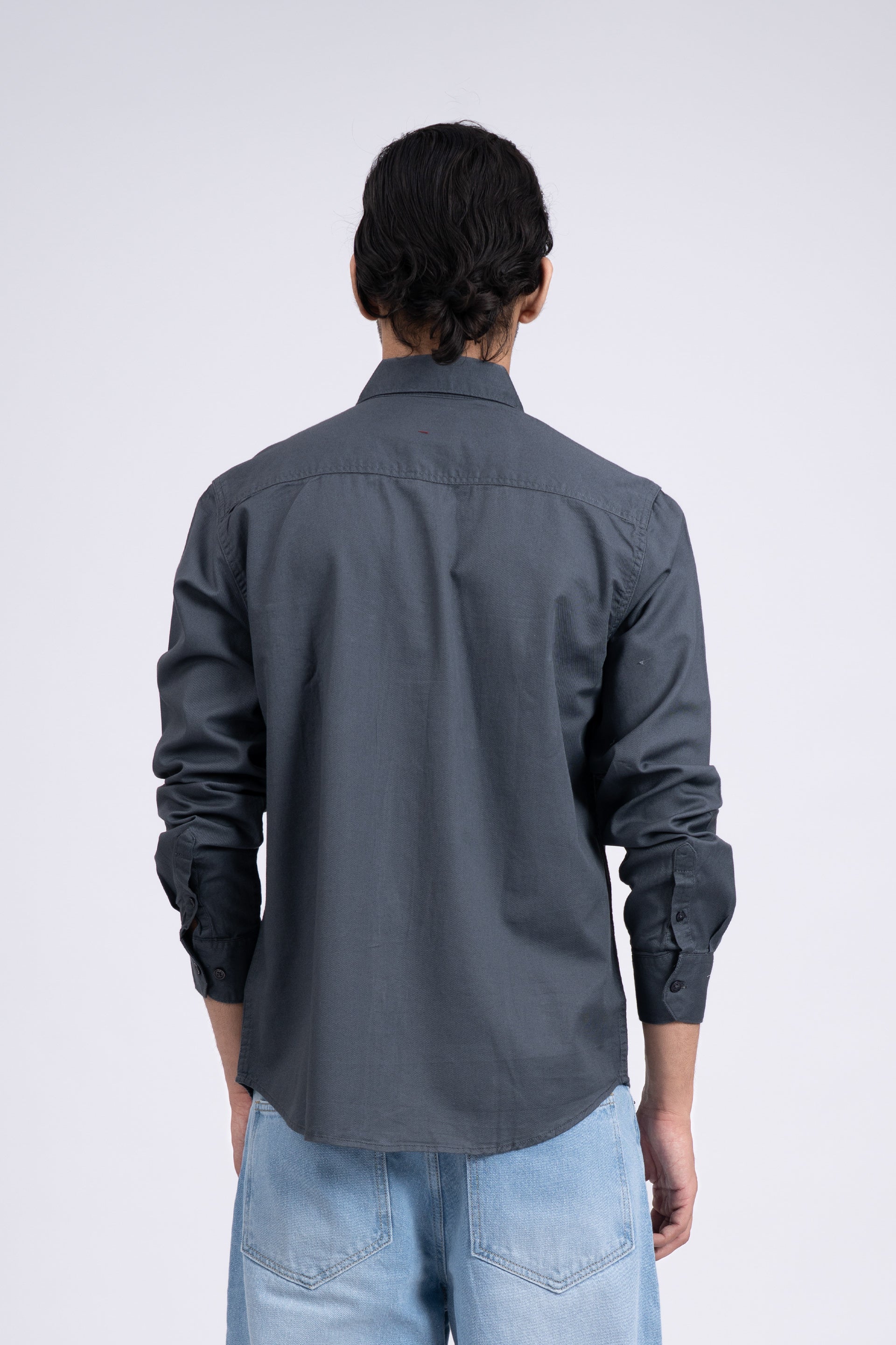 Classic Cotton Cargo Shirt In Grey
