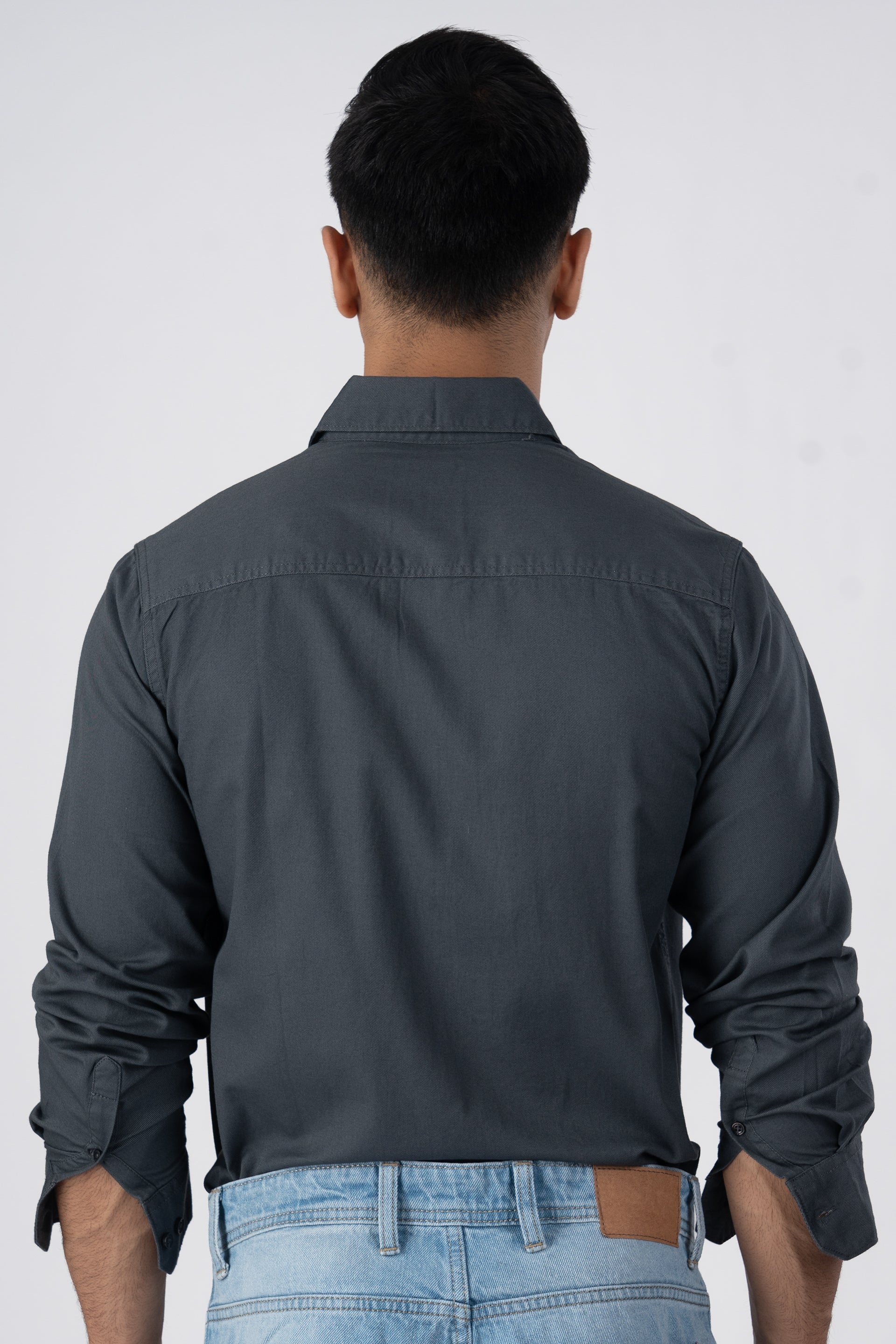 Classic Cotton Cargo Shirt In Grey