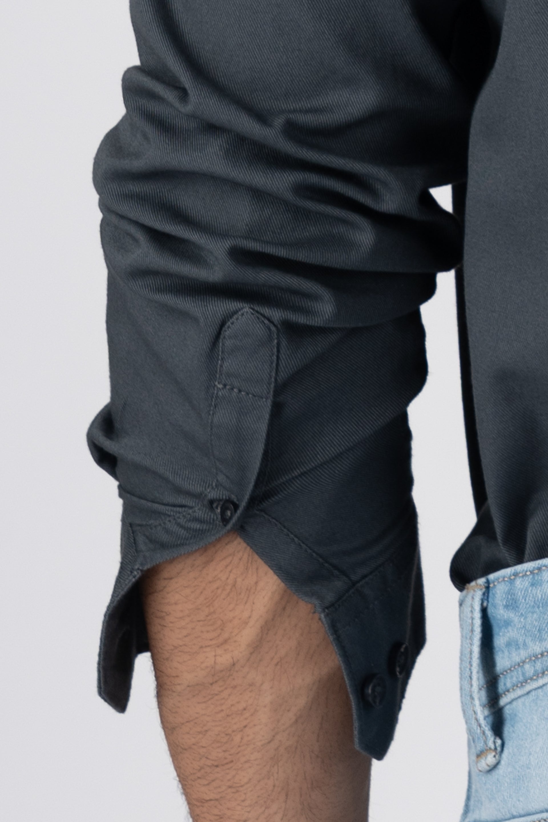 Classic Cotton Cargo Shirt In Grey