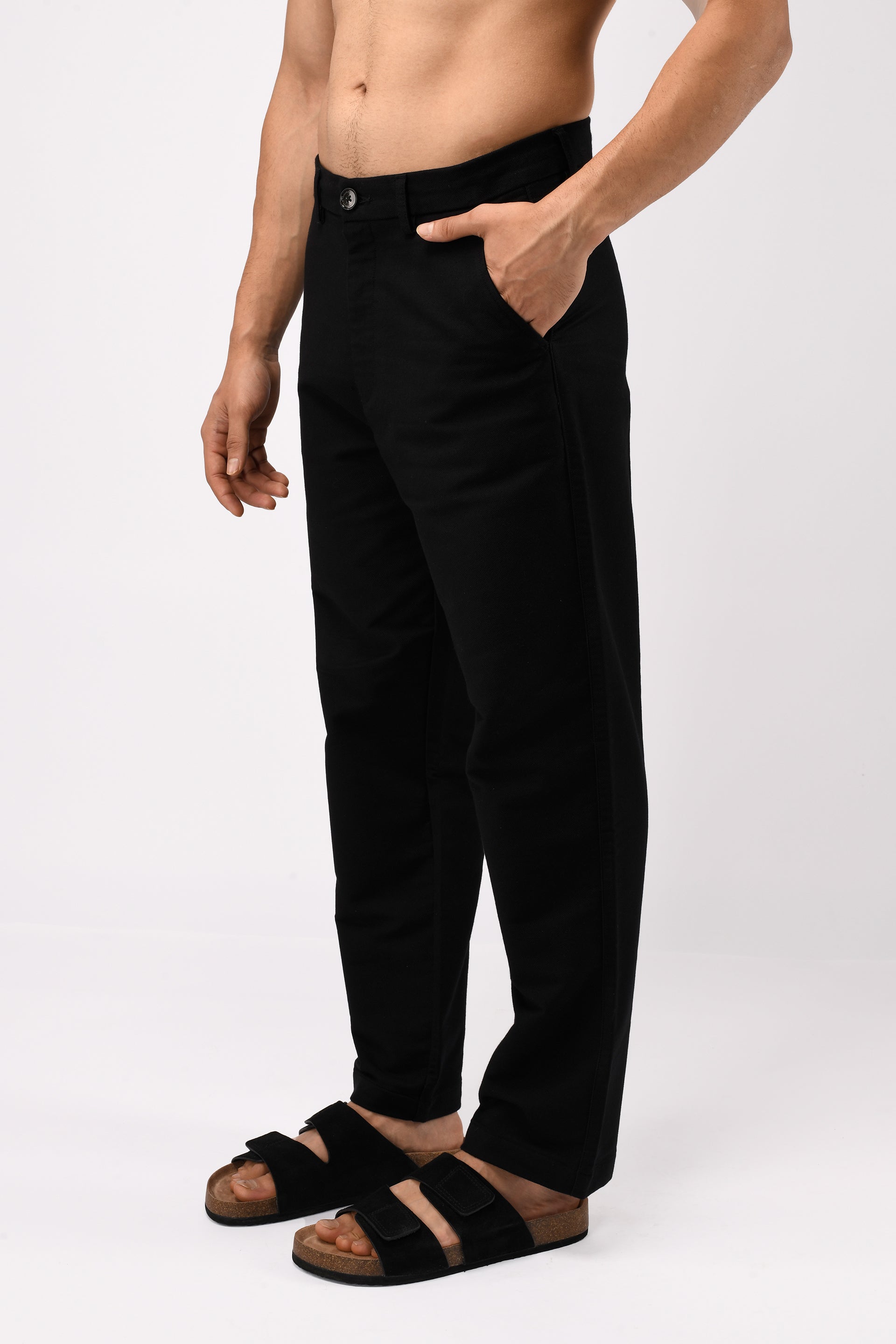 SOFT MODAL RELAXED TROUSERS IN BLACK