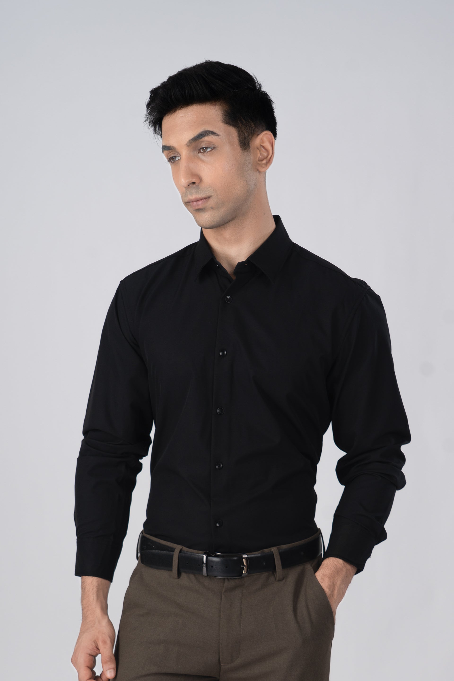 Featherlite Wrinkle Resistant Shirt In Black