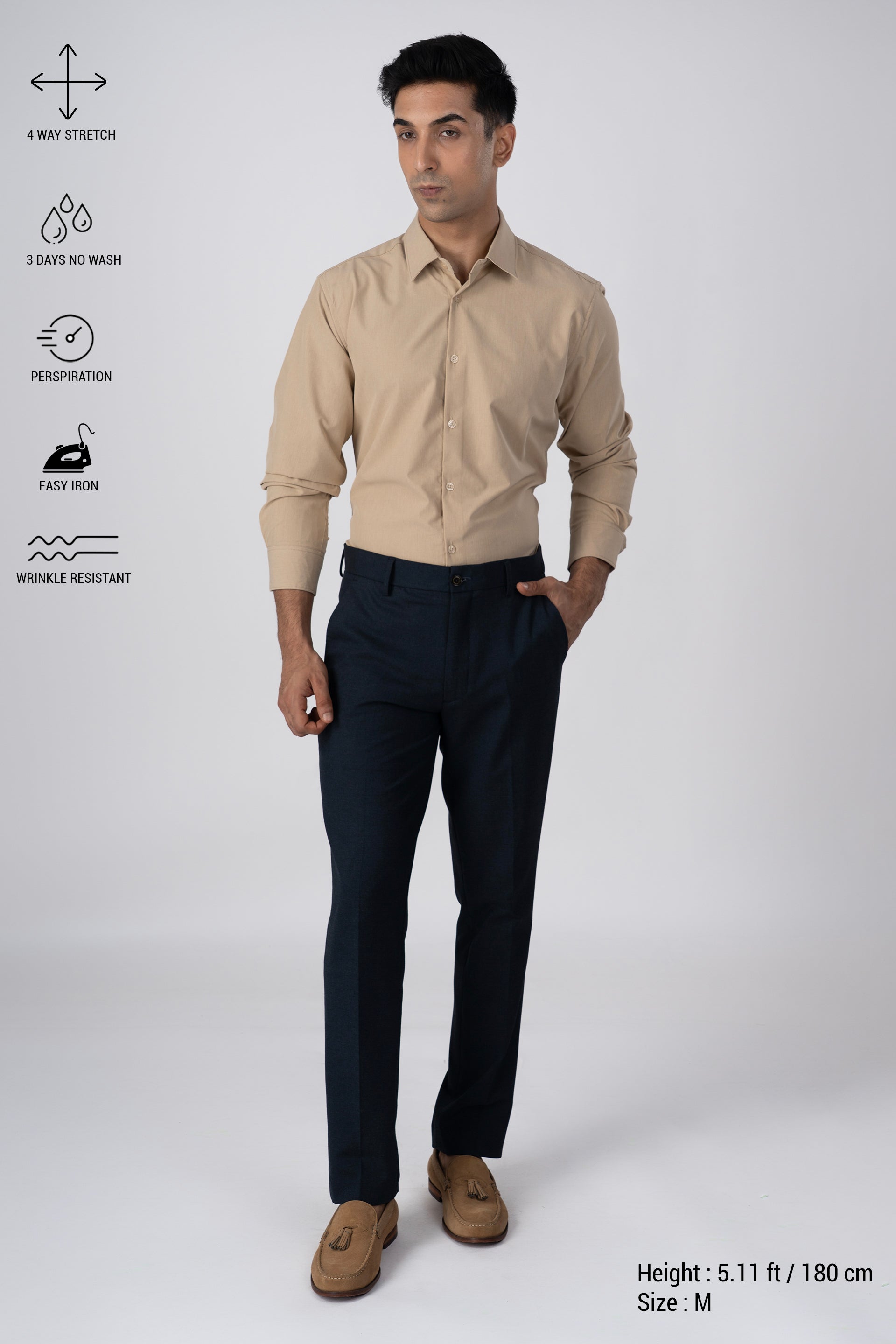 Featherlite Wrinkle Resistant Shirt In Cream