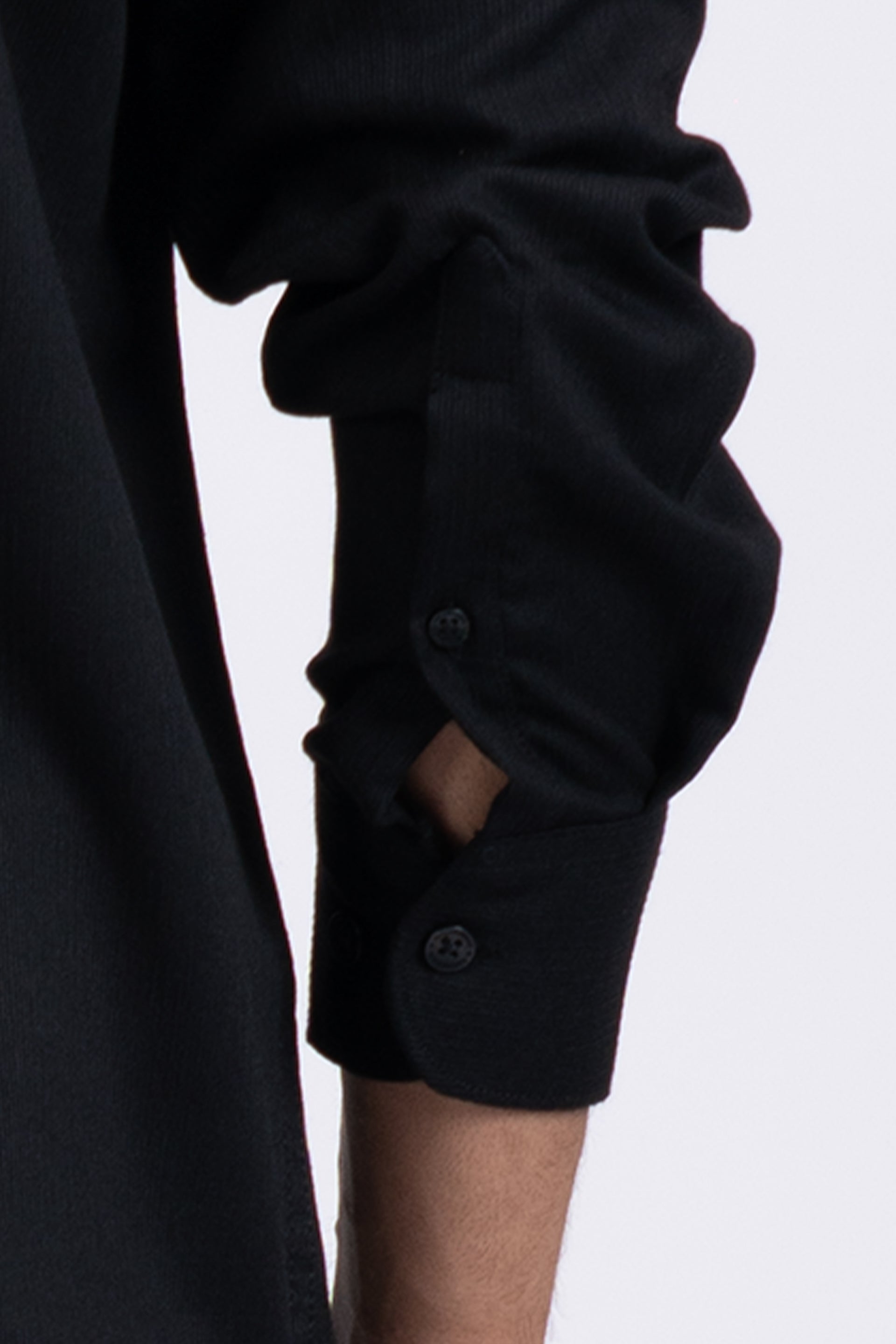Easy Iron Cord Cargo Shirt In Black