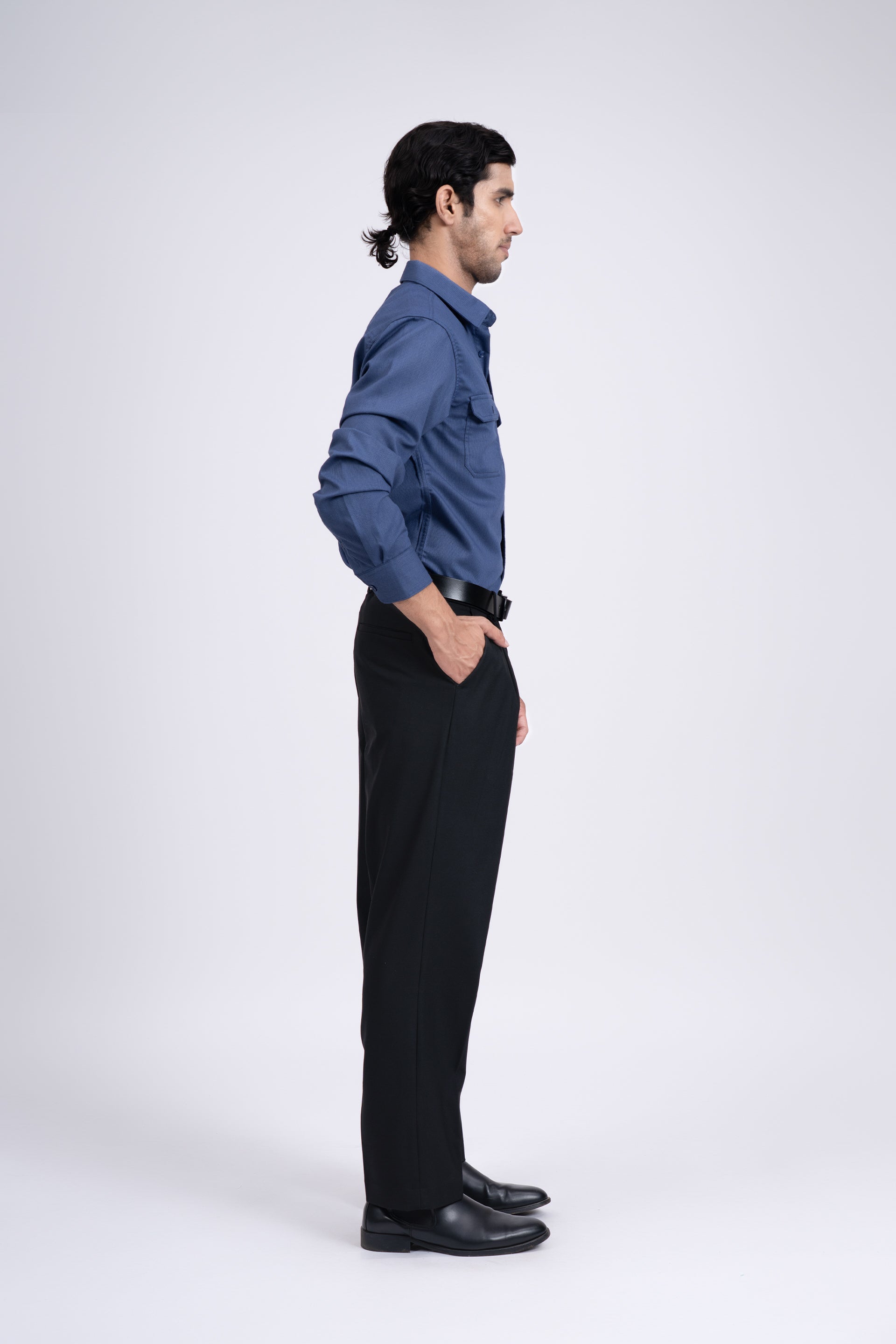 Easy Iron Cord Cargo Shirt In Blue