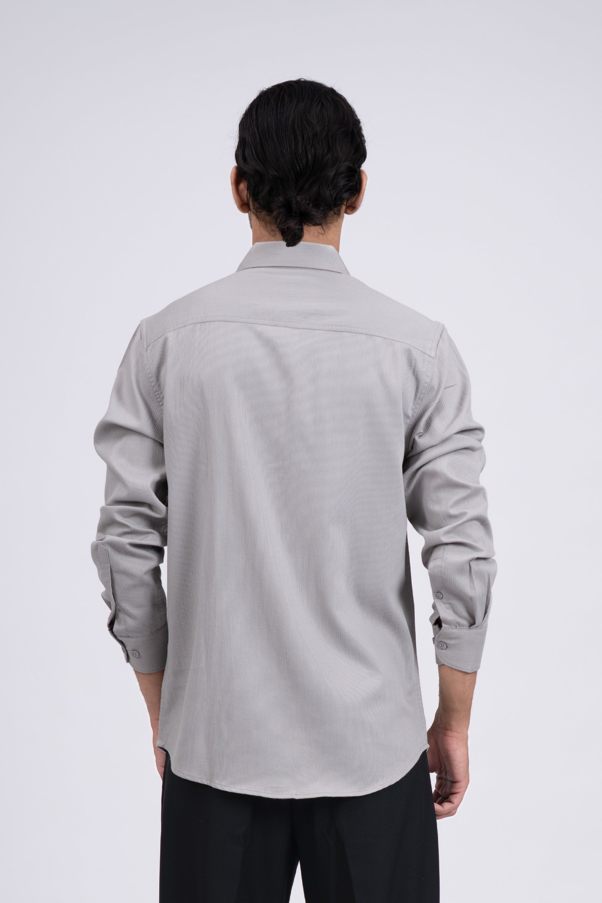 Easy Iron Cord Cargo Shirt In Grey