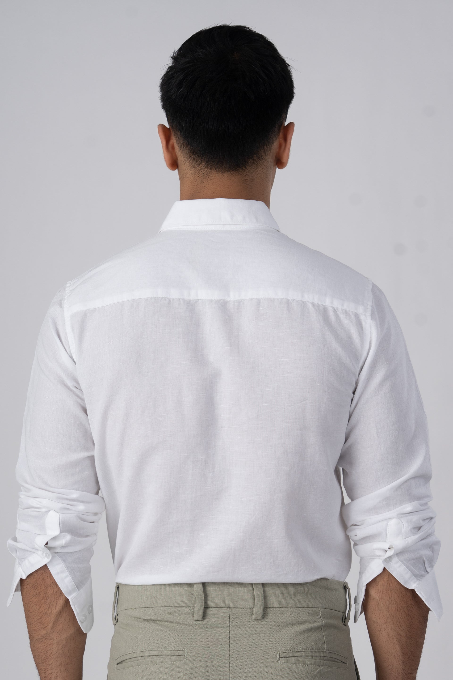 Premium Linen Griege Shirt In White