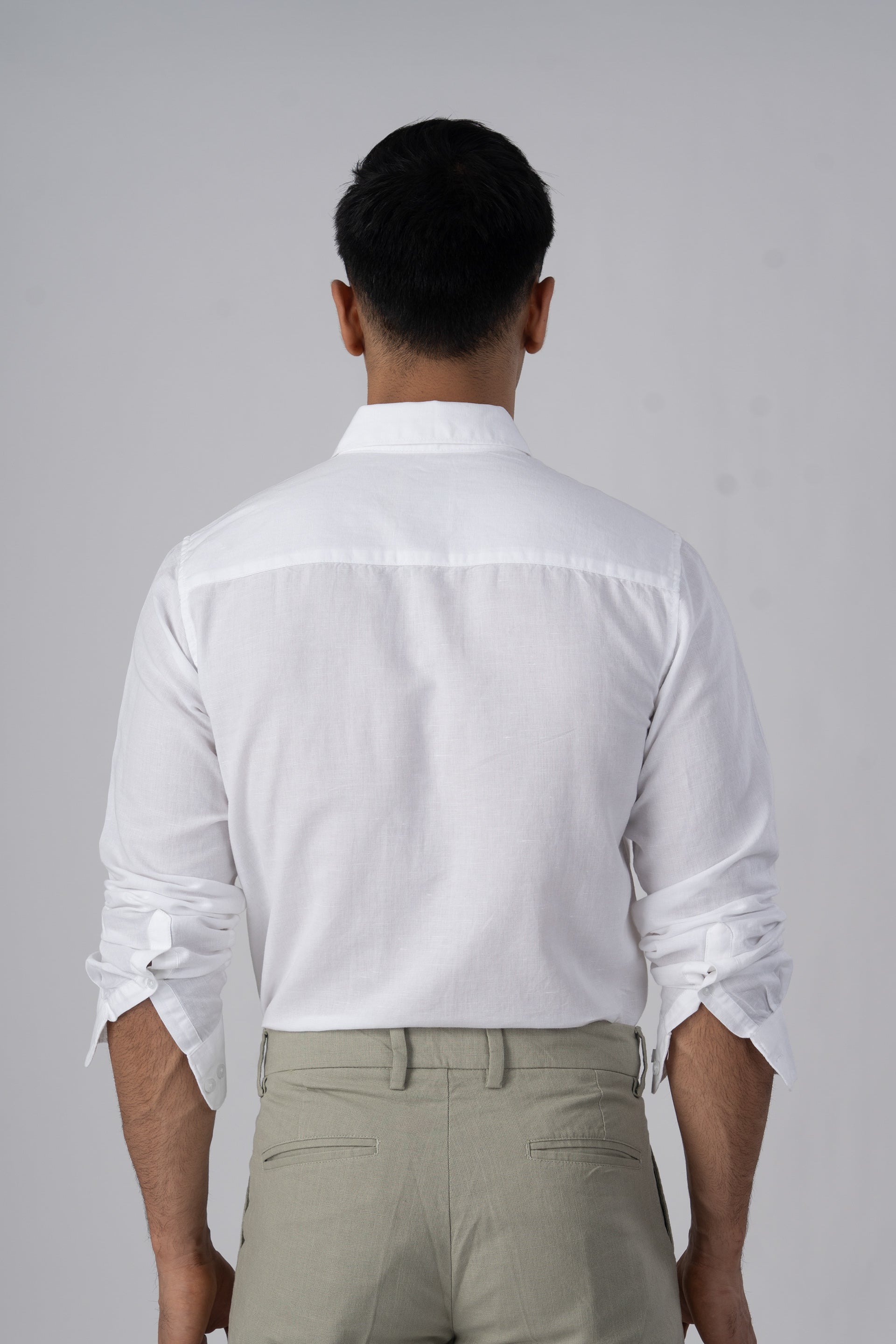 Premium Linen Griege Shirt In White