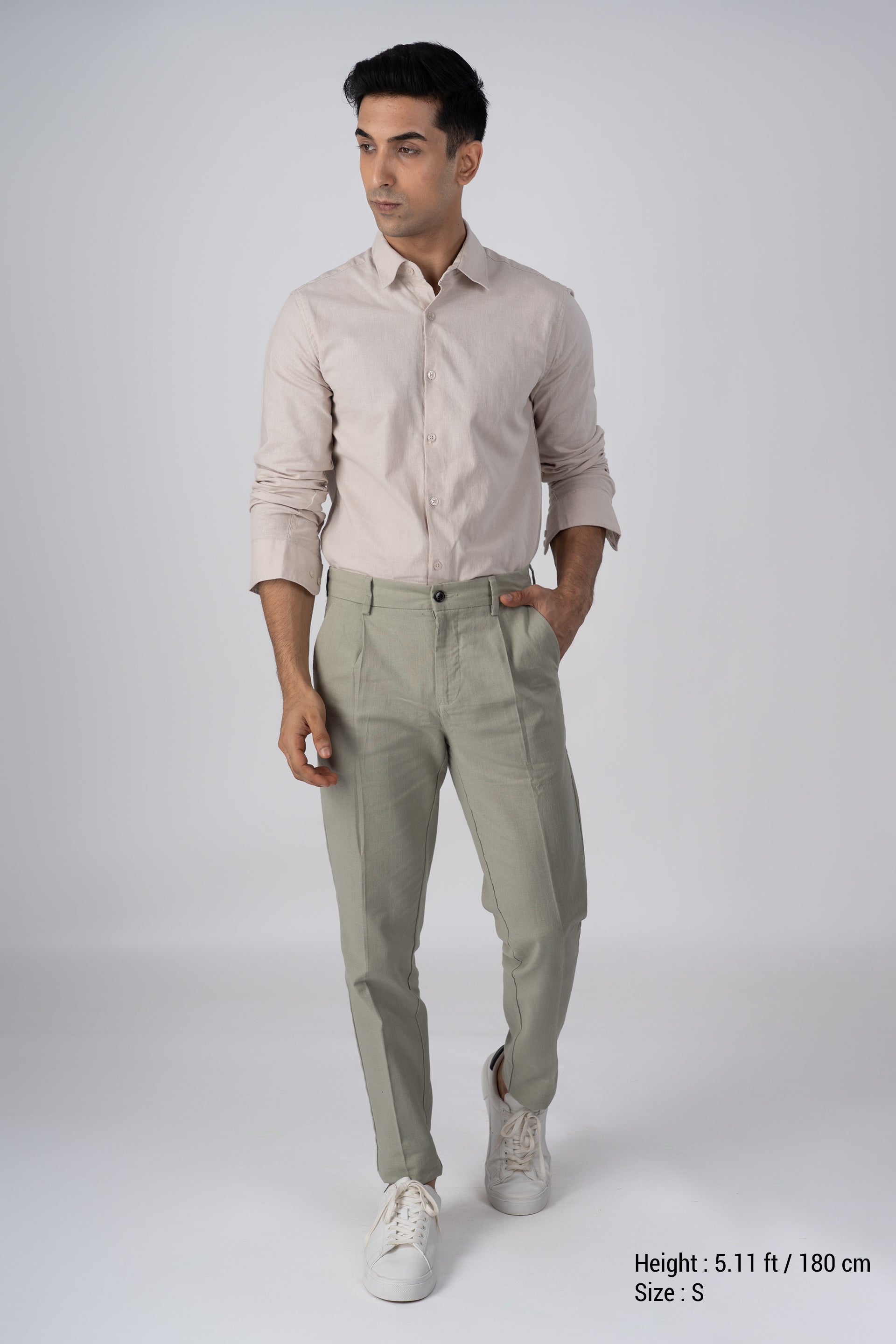 Premium Linen Griege Shirt In Cream