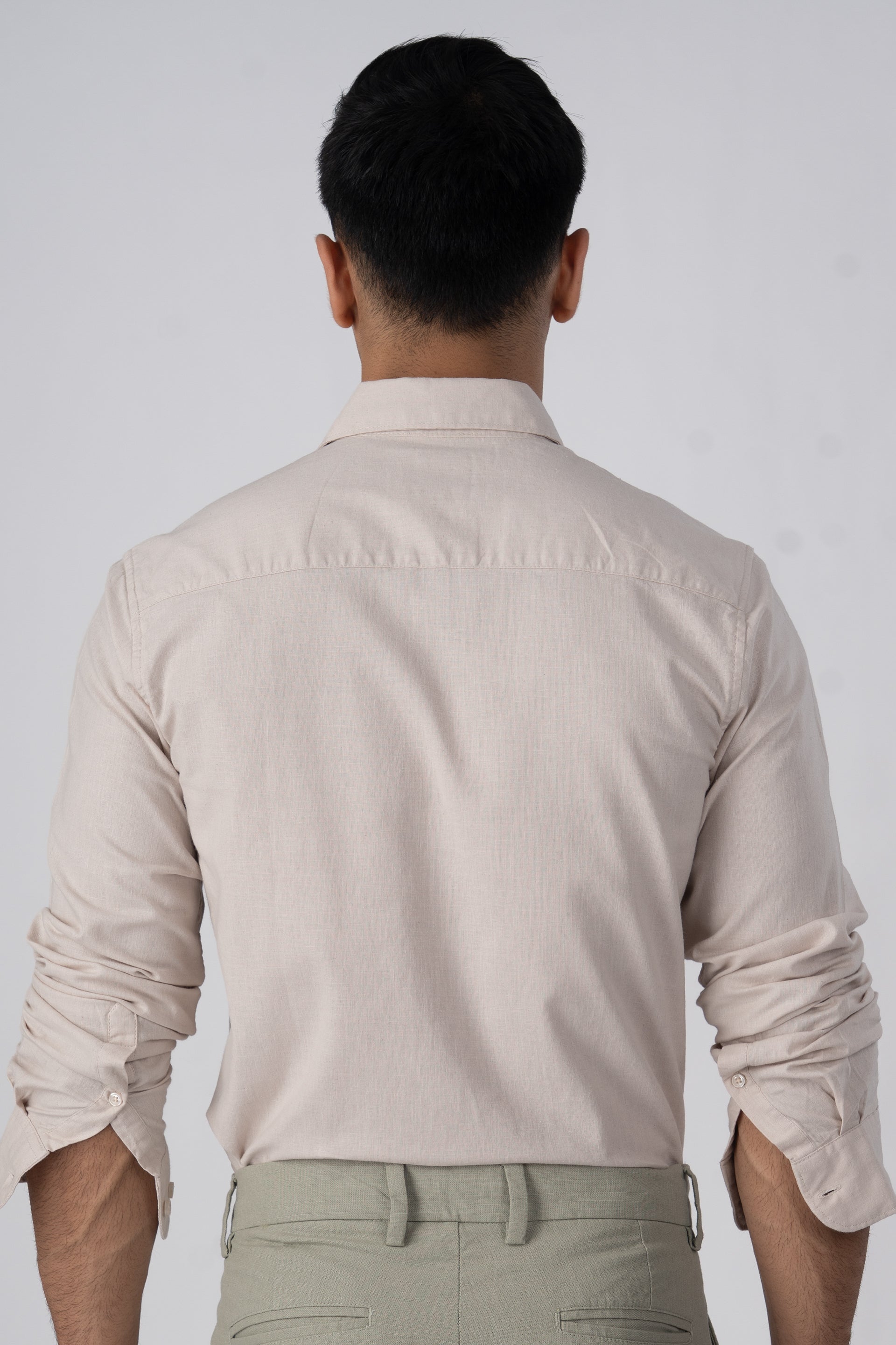 Premium Linen Griege Shirt In Cream