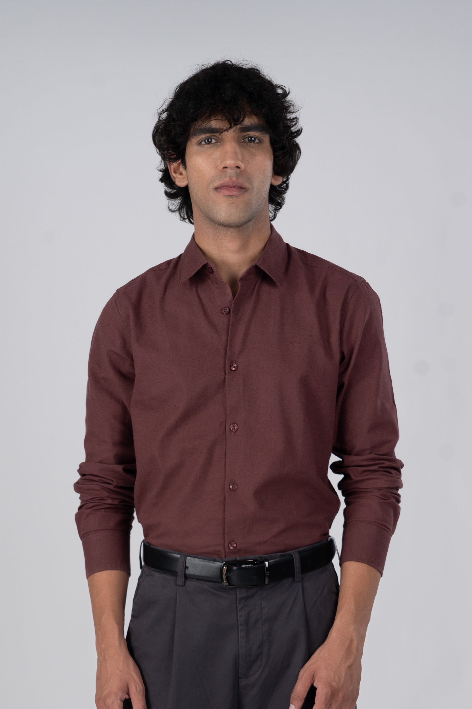 Premium Linen Griege Shirt In Peach